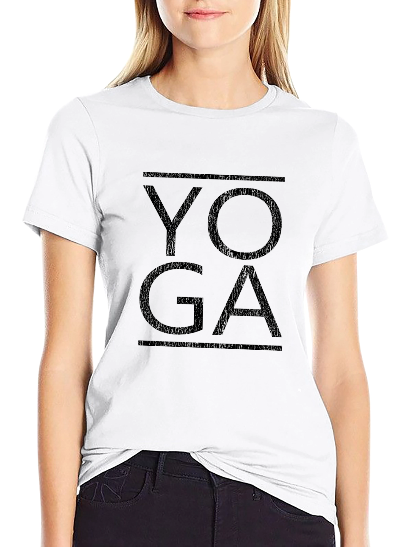 Yoga Graphic Tee - Black Cotton Comfort