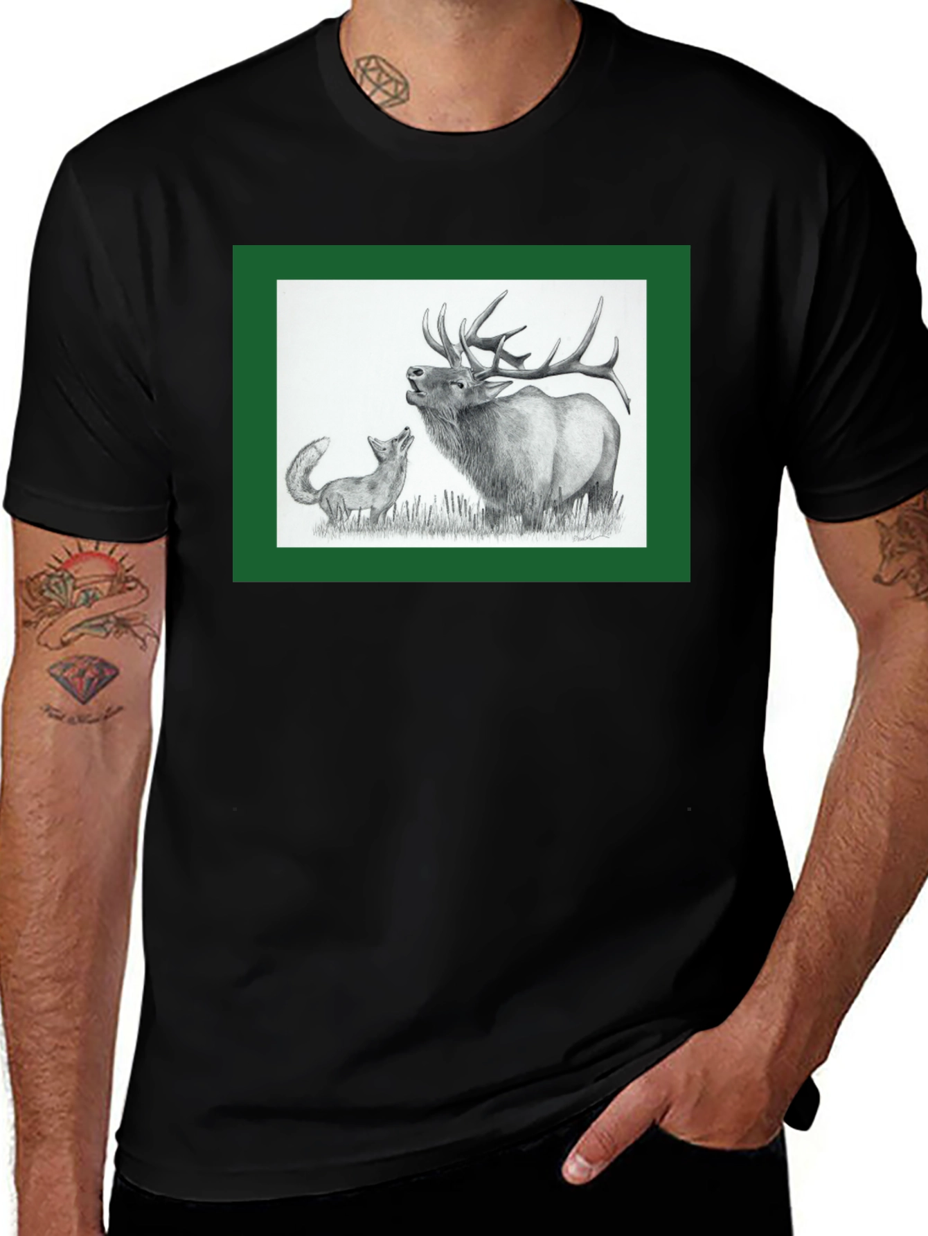 Elk and Fox Graphic Tee - Nature Lovers