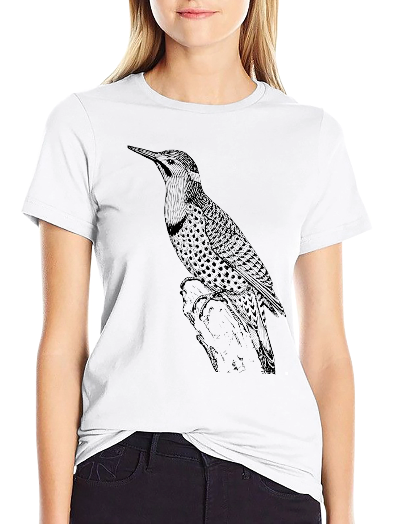 Black Bird Print Graphic Tee