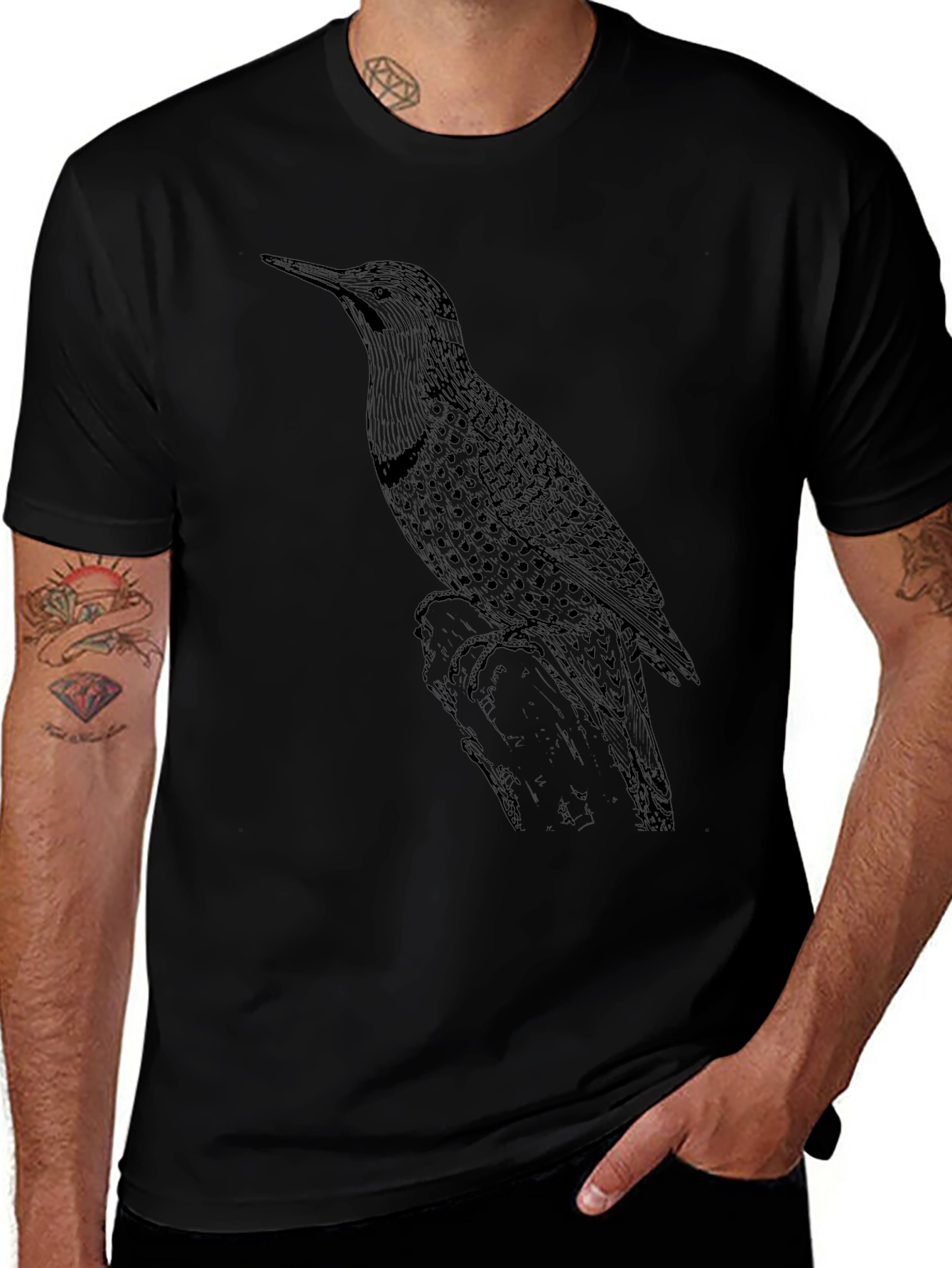 Black Bird Print Graphic Tee