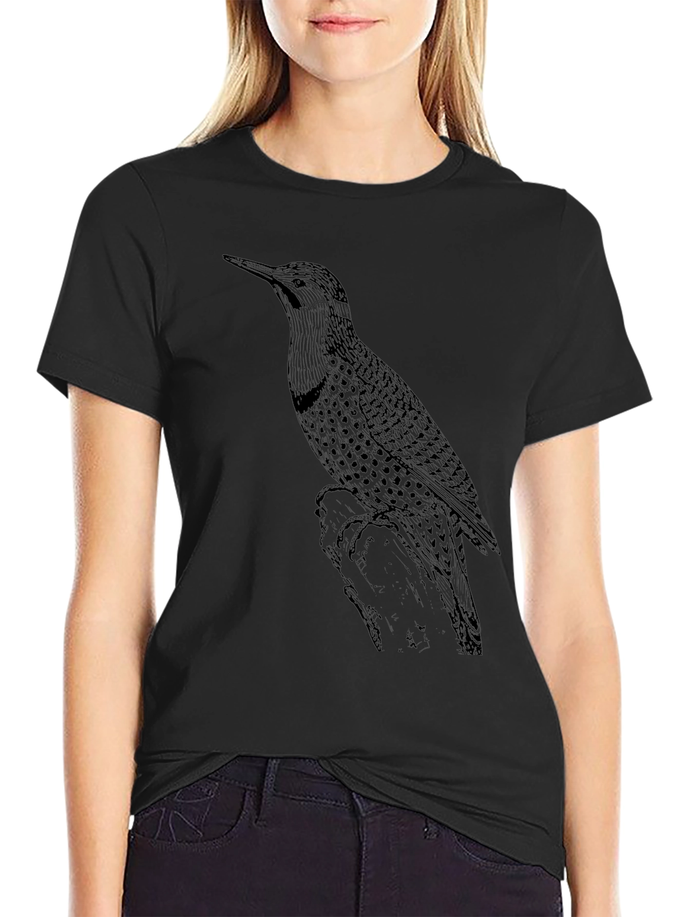 Black Bird Print Graphic Tee