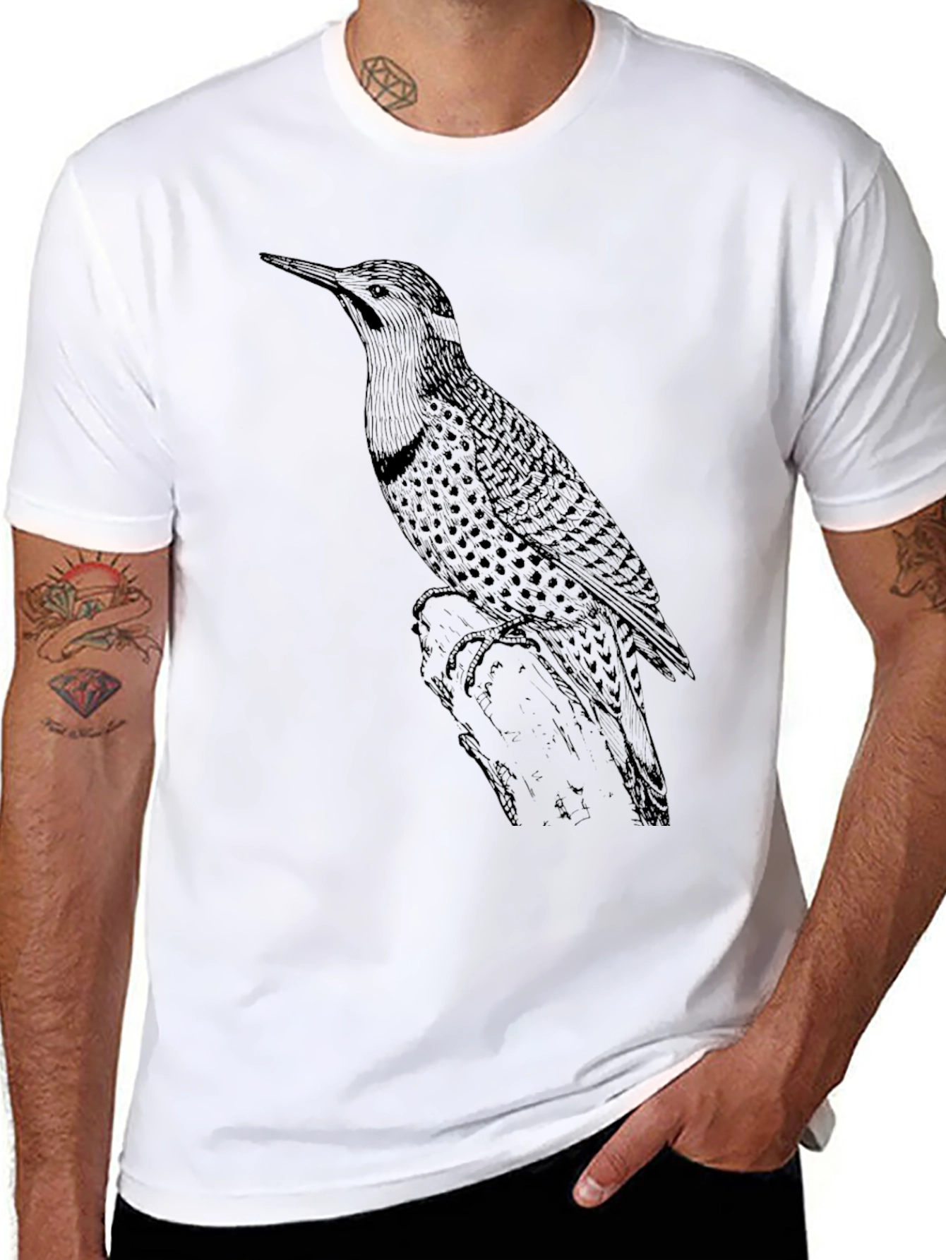 Black Bird Print Graphic Tee
