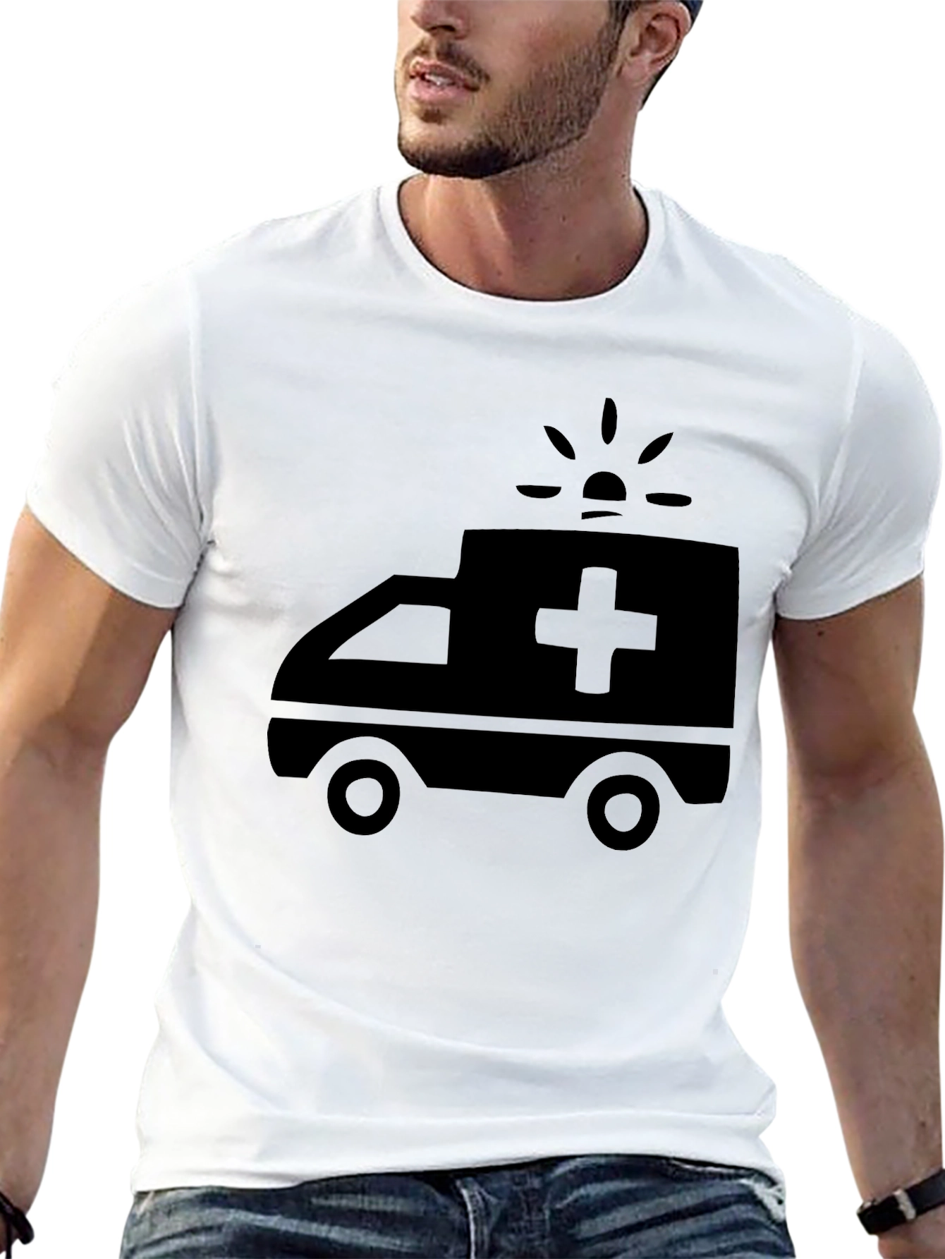 Ambulance Graphic Tee - Black Cotton