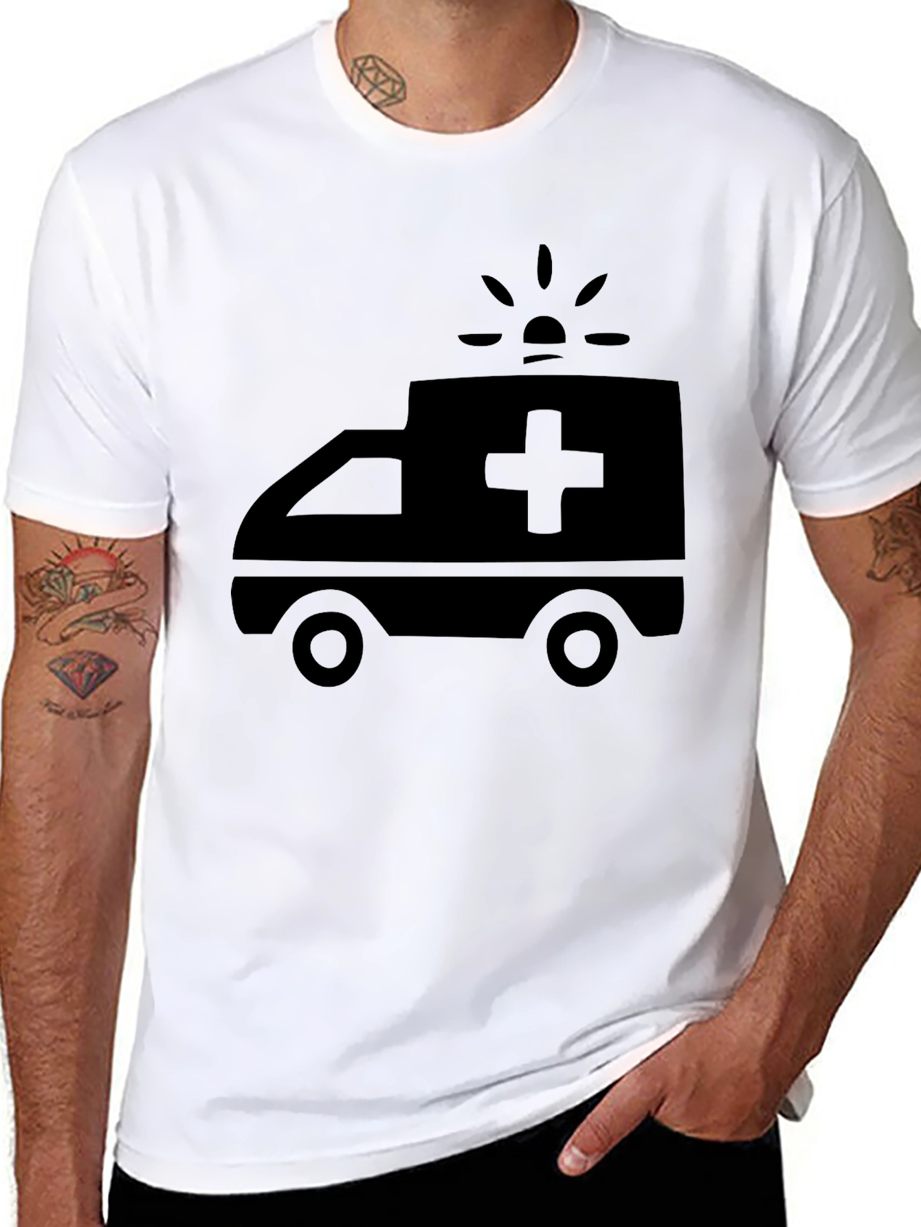 Ambulance Graphic Tee - Black Cotton