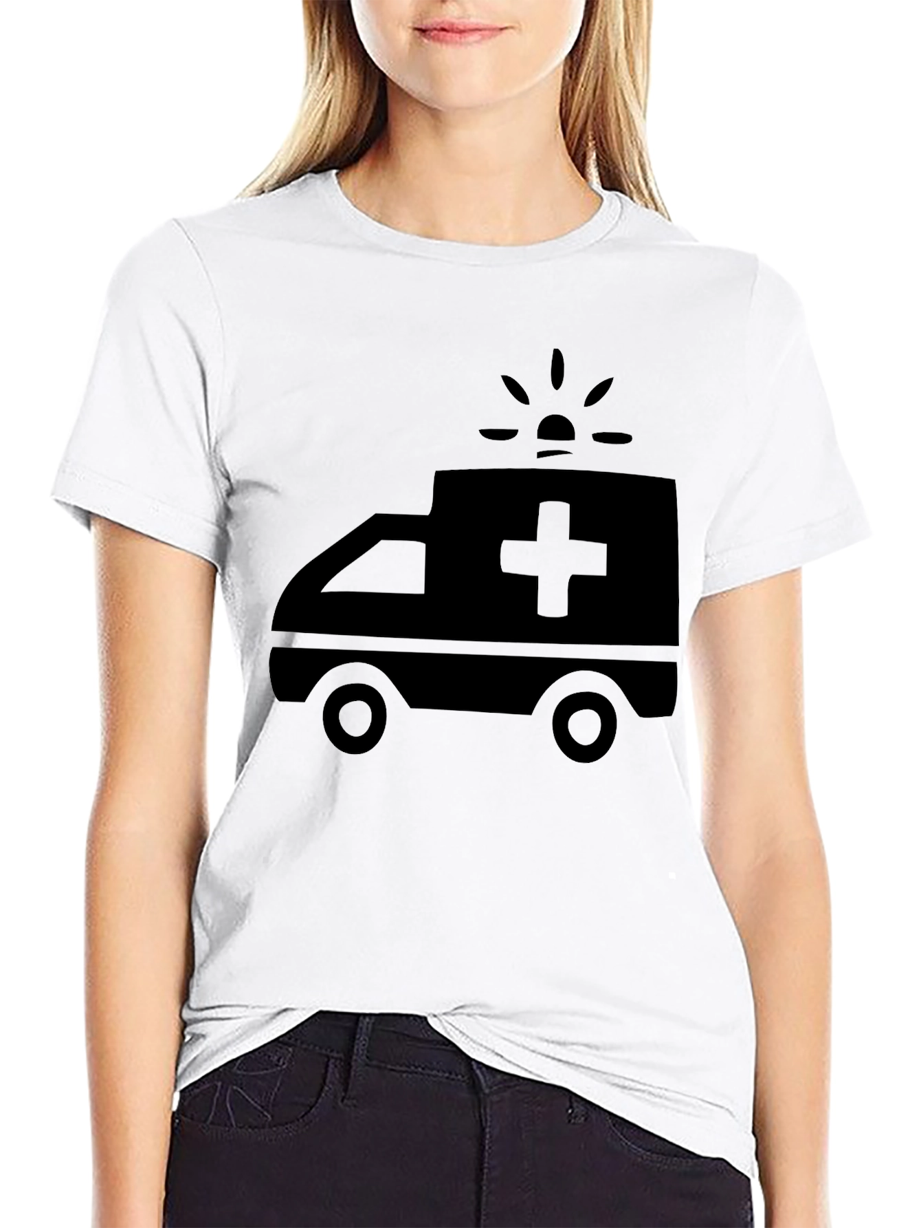 Ambulance Graphic Tee - Black Cotton