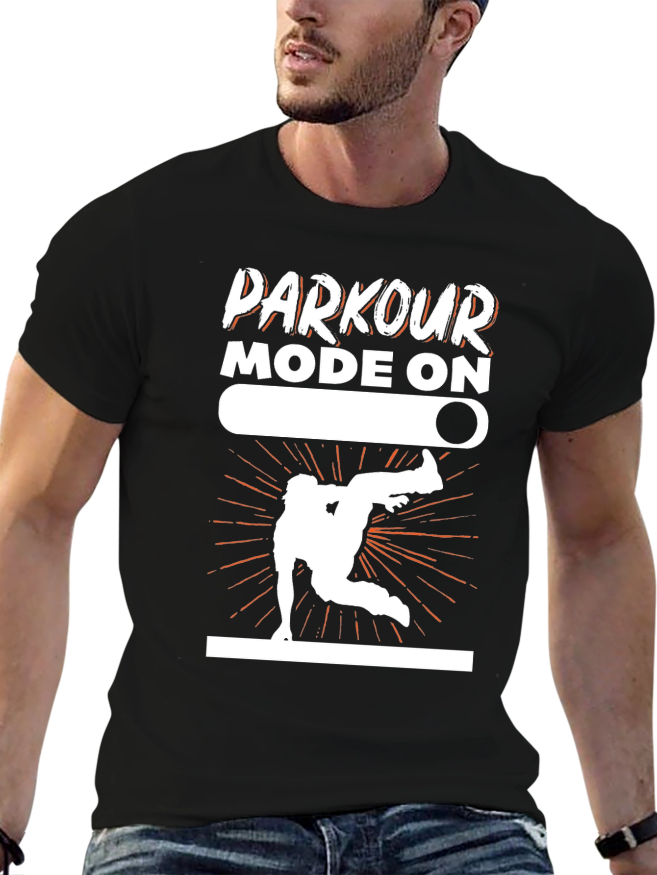 Parkour Mode On Black Graphic Tee Shirt
