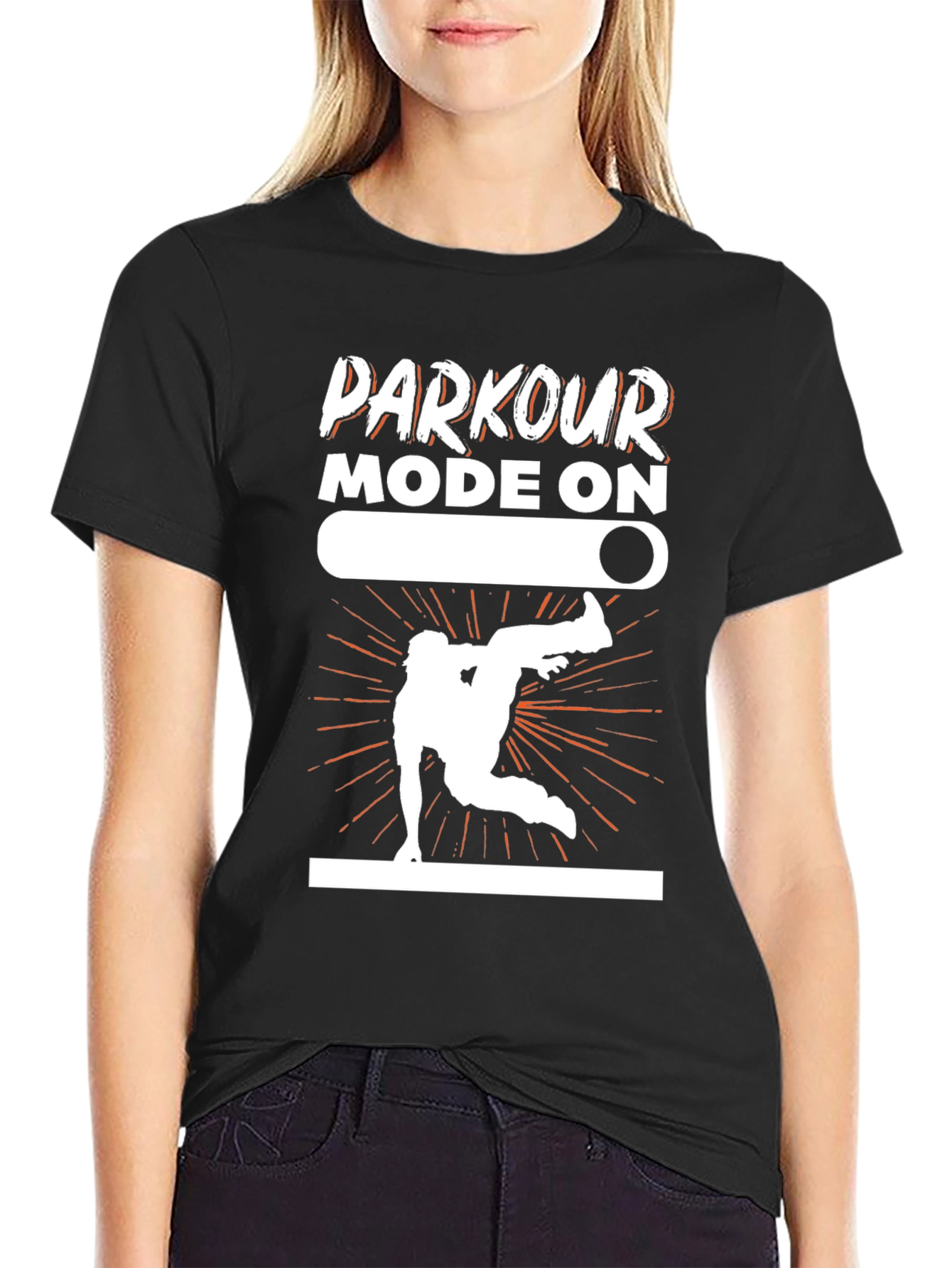 Parkour Mode On Black Graphic Tee Shirt