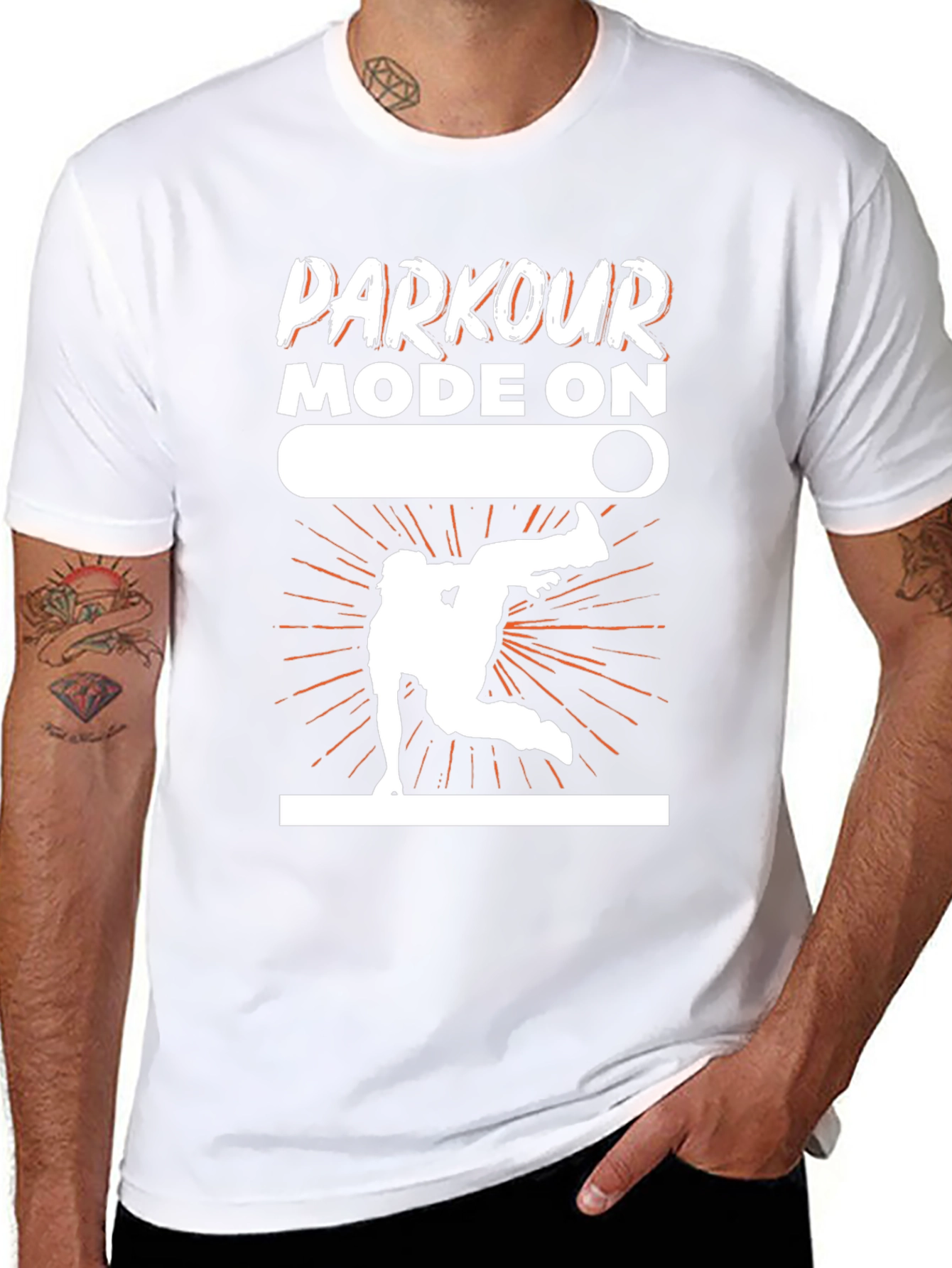 Parkour Mode On Black Graphic Tee Shirt