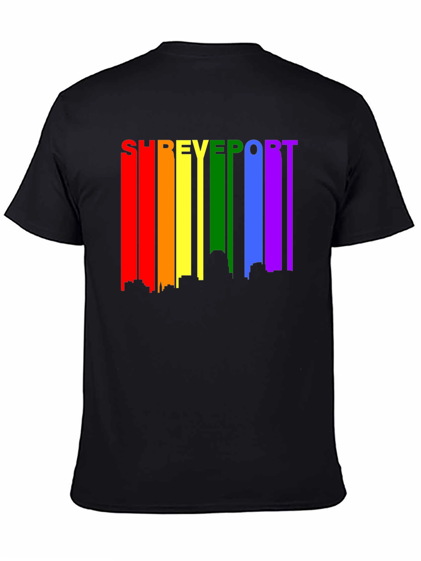 Shreveport Pride T-Shirt - Rainbow Skyline Design