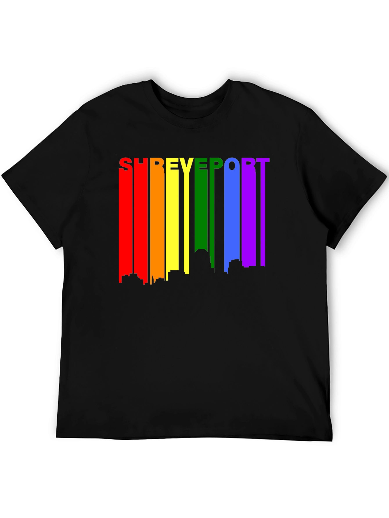 Shreveport Pride T-Shirt - Rainbow Skyline Design