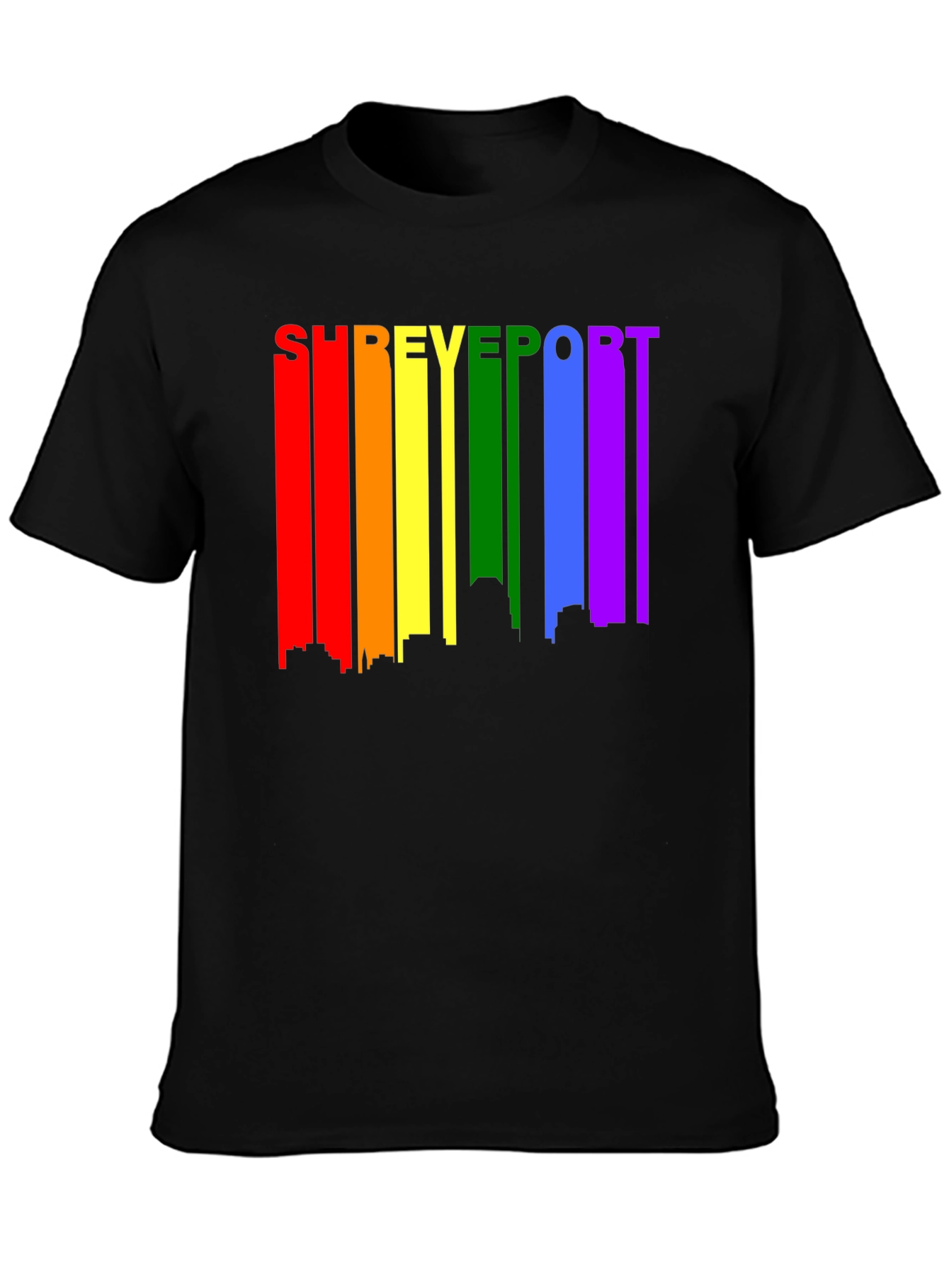 Shreveport Pride T-Shirt - Rainbow Skyline Design