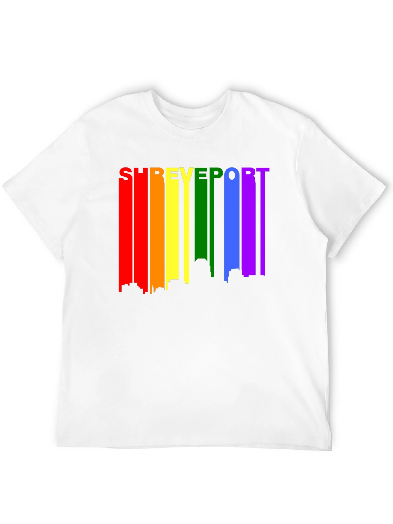 Shreveport Pride T-Shirt - Rainbow Skyline Design