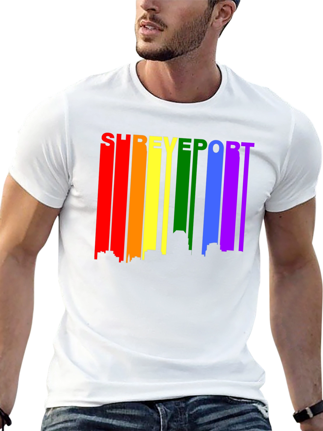 Shreveport Pride T-Shirt - Rainbow Skyline Design