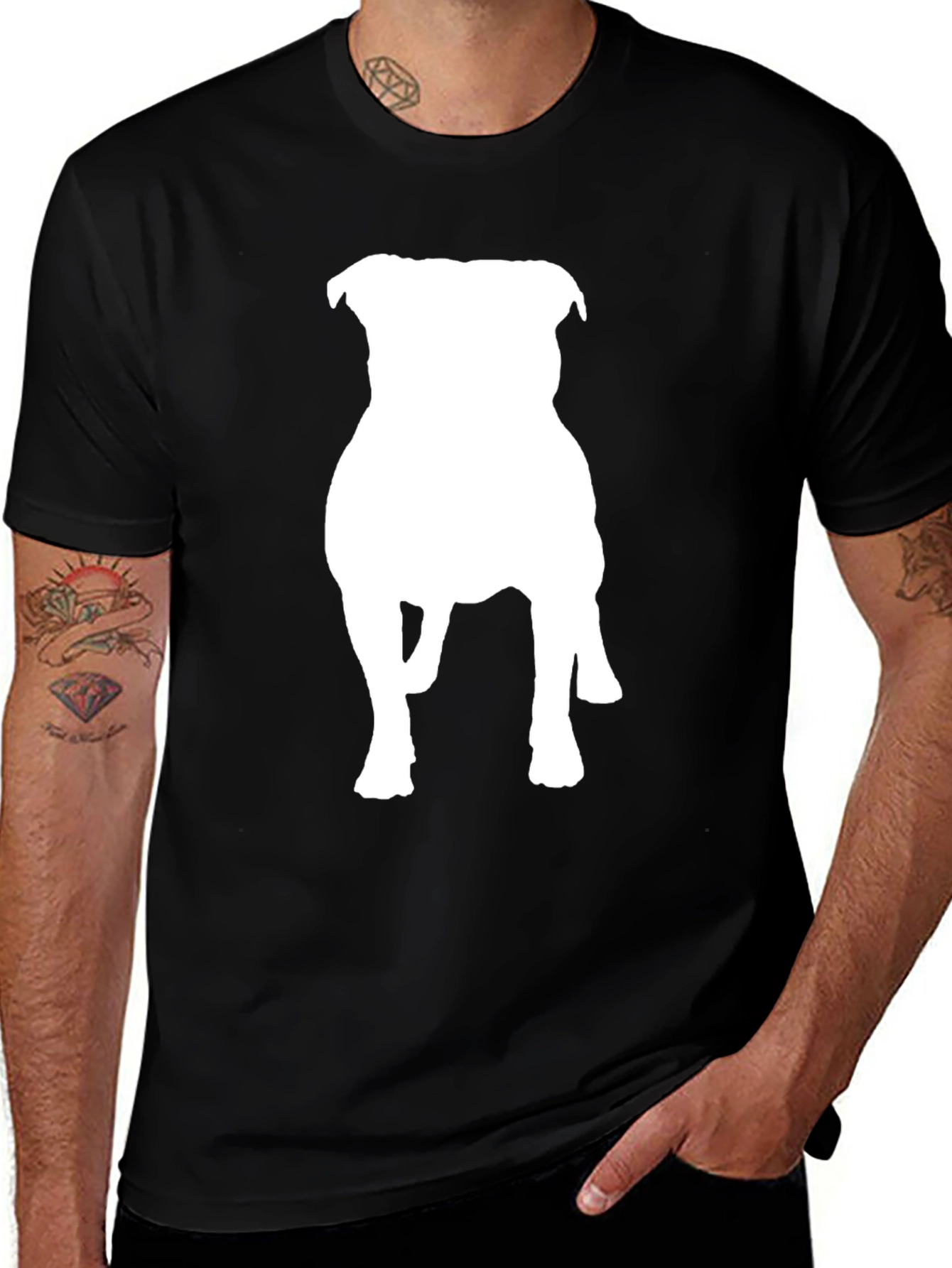 Dog Silhouette Graphic Tee - Black