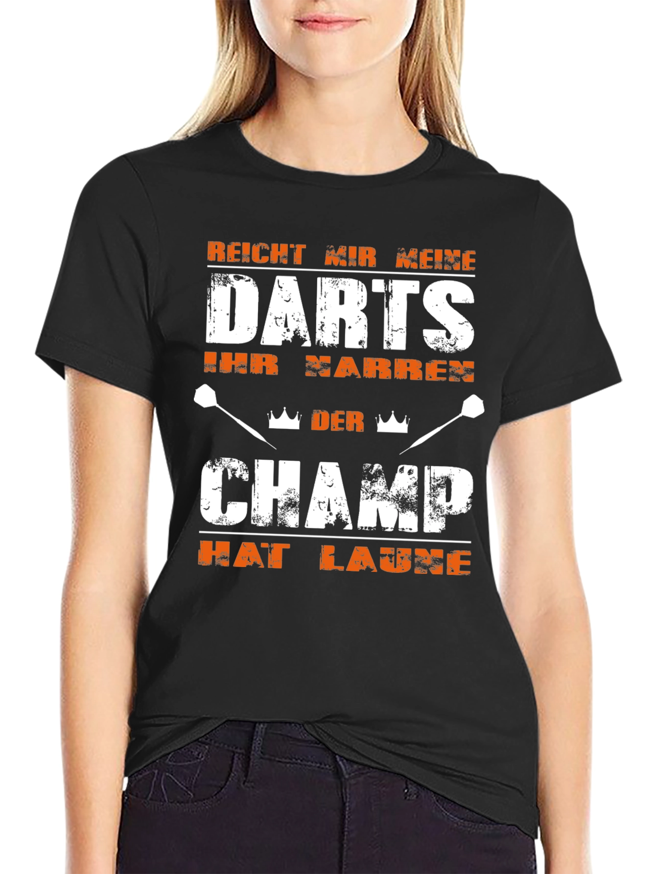 Darts Champ Funny Slogan Black T-Shirt