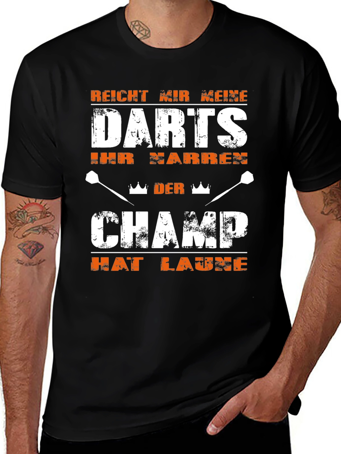 Darts Champ Funny Slogan Black T-Shirt