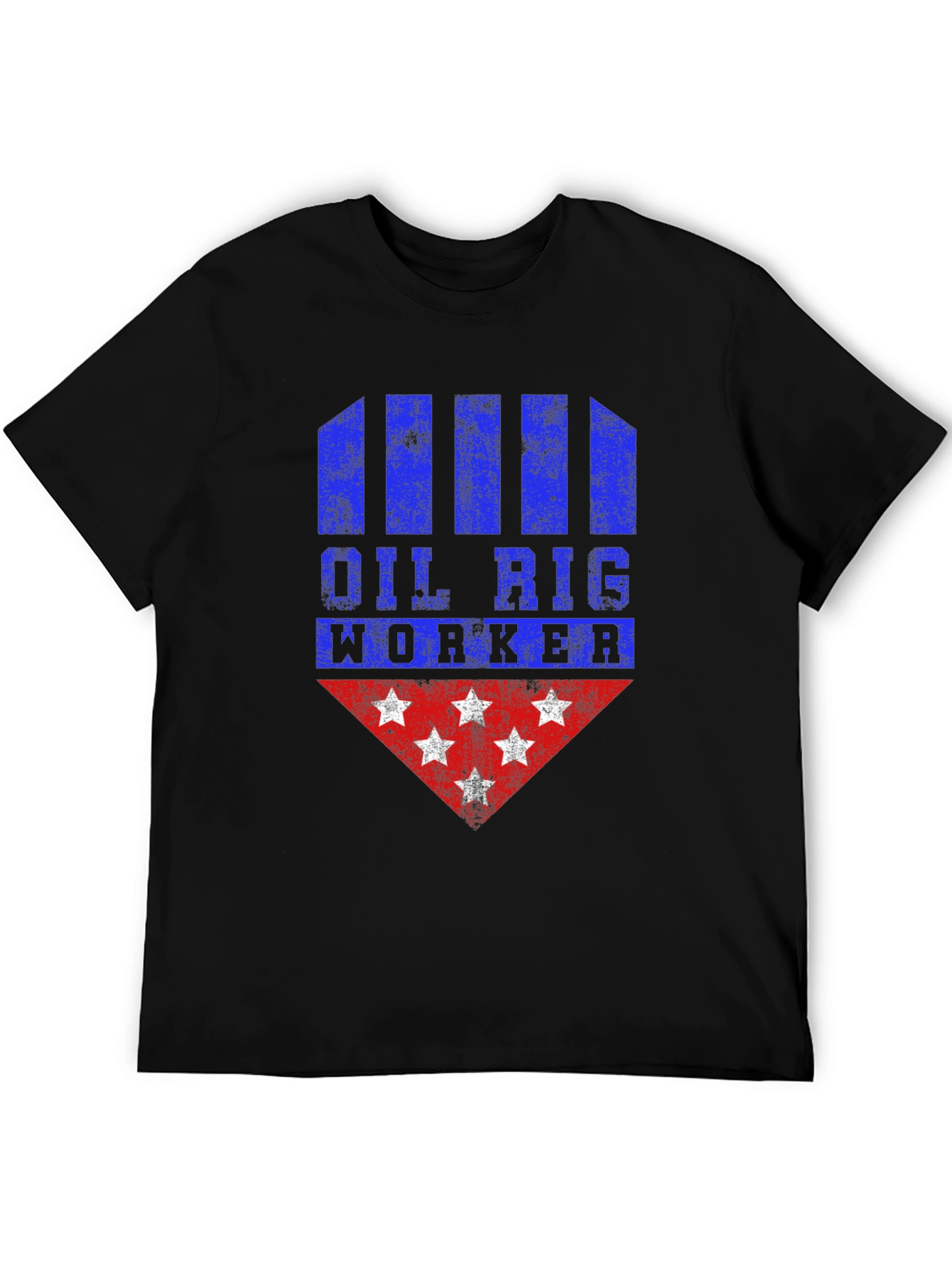 Oil Rig Worker Graphic Tee - Distressed Design