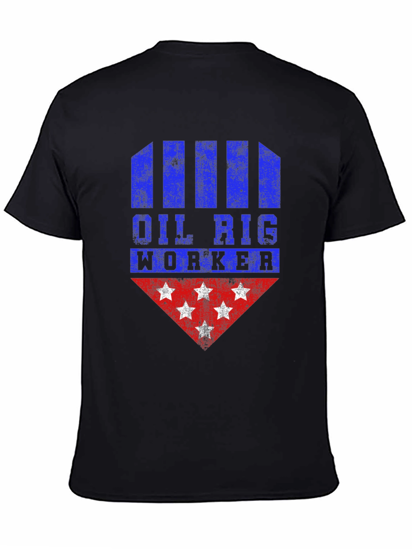Oil Rig Worker Graphic Tee - Distressed Design