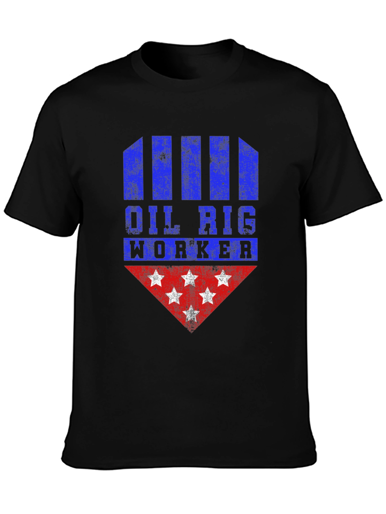 Oil Rig Worker Graphic Tee - Distressed Design