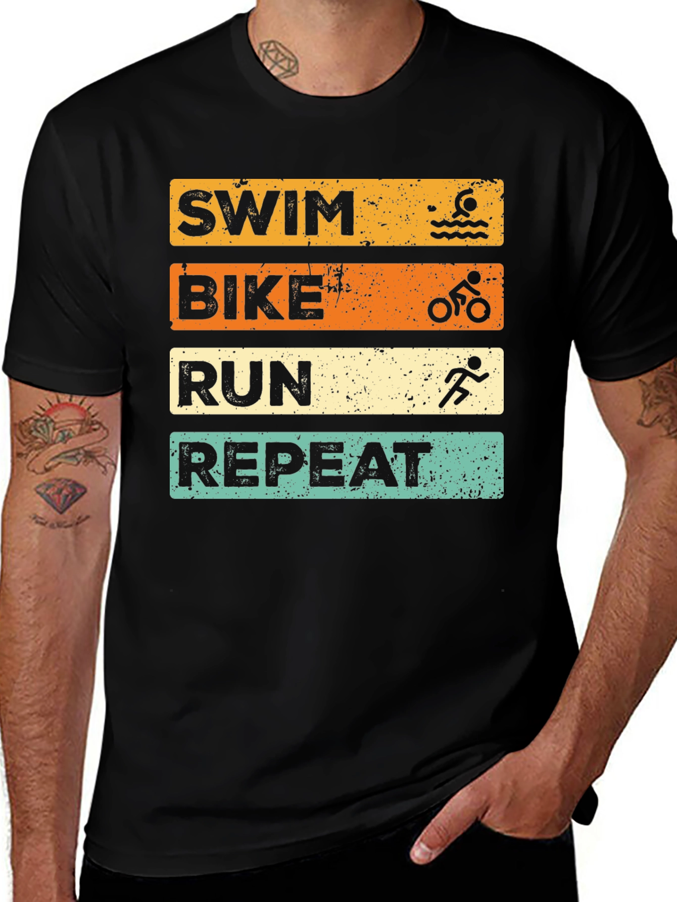 Swim Bike Run Repeat Graphic T-Shirt