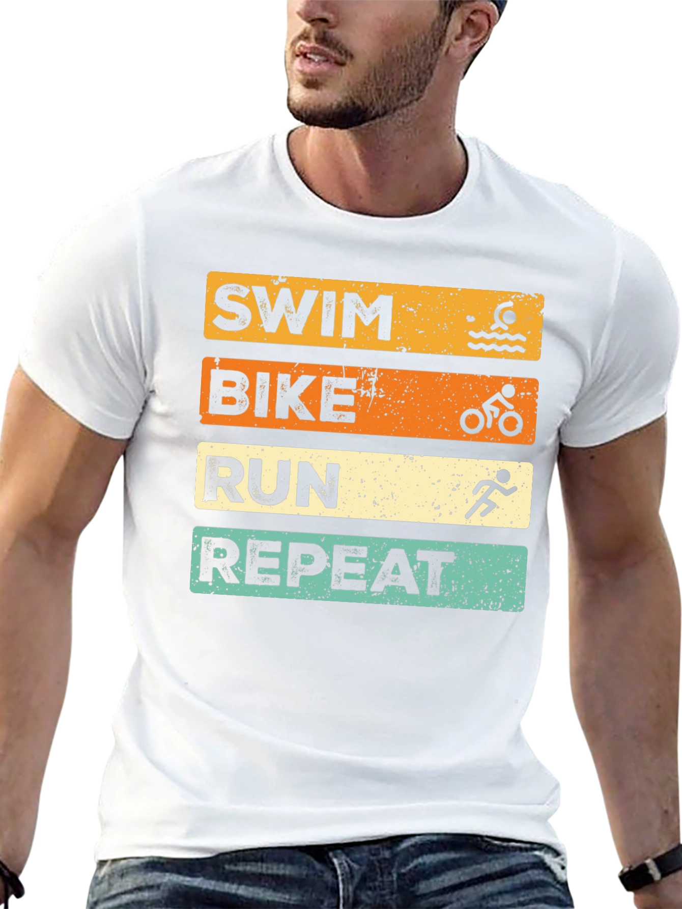 Swim Bike Run Repeat Graphic T-Shirt