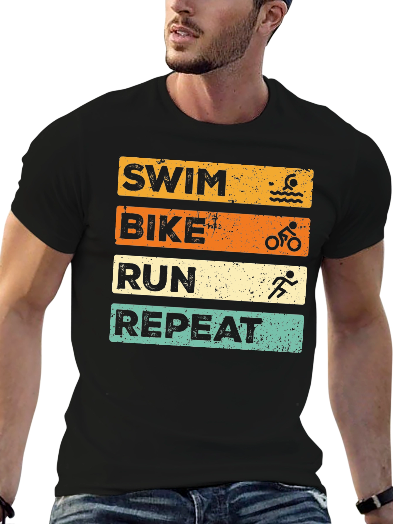 Swim Bike Run Repeat Graphic T-Shirt