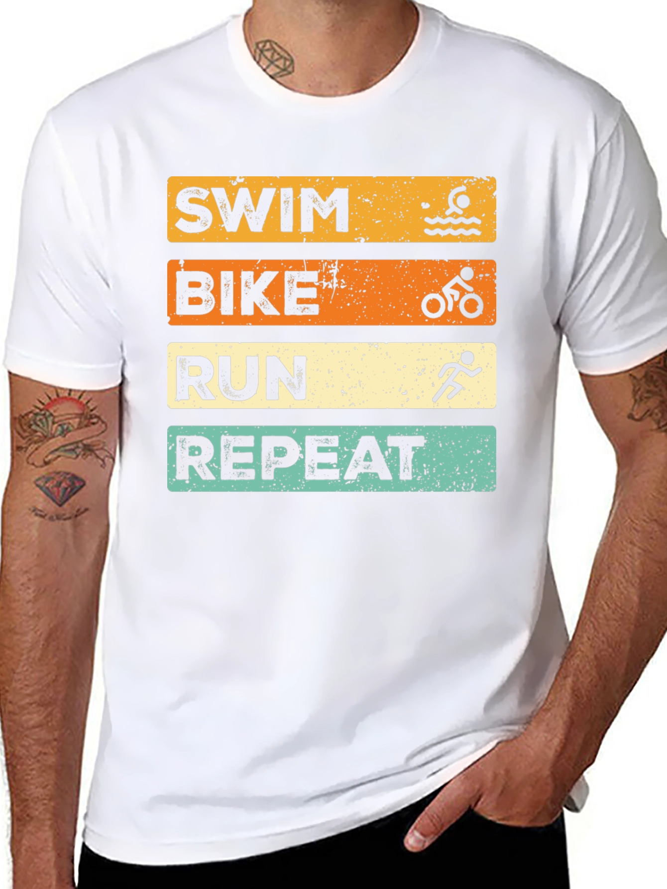 Swim Bike Run Repeat Graphic T-Shirt