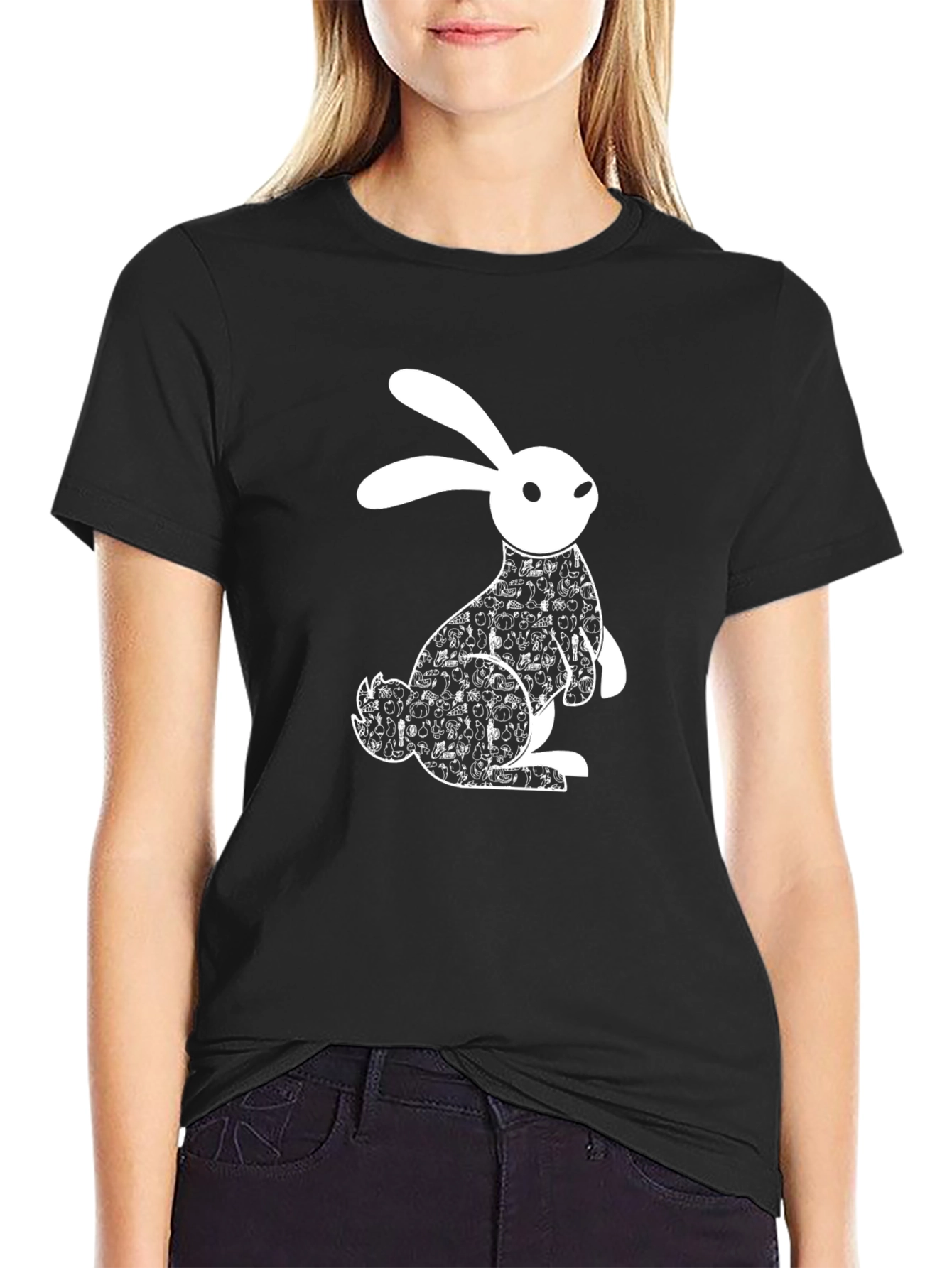 Cool Rabbit Graphic Tee - Black Cotton T-Shirt