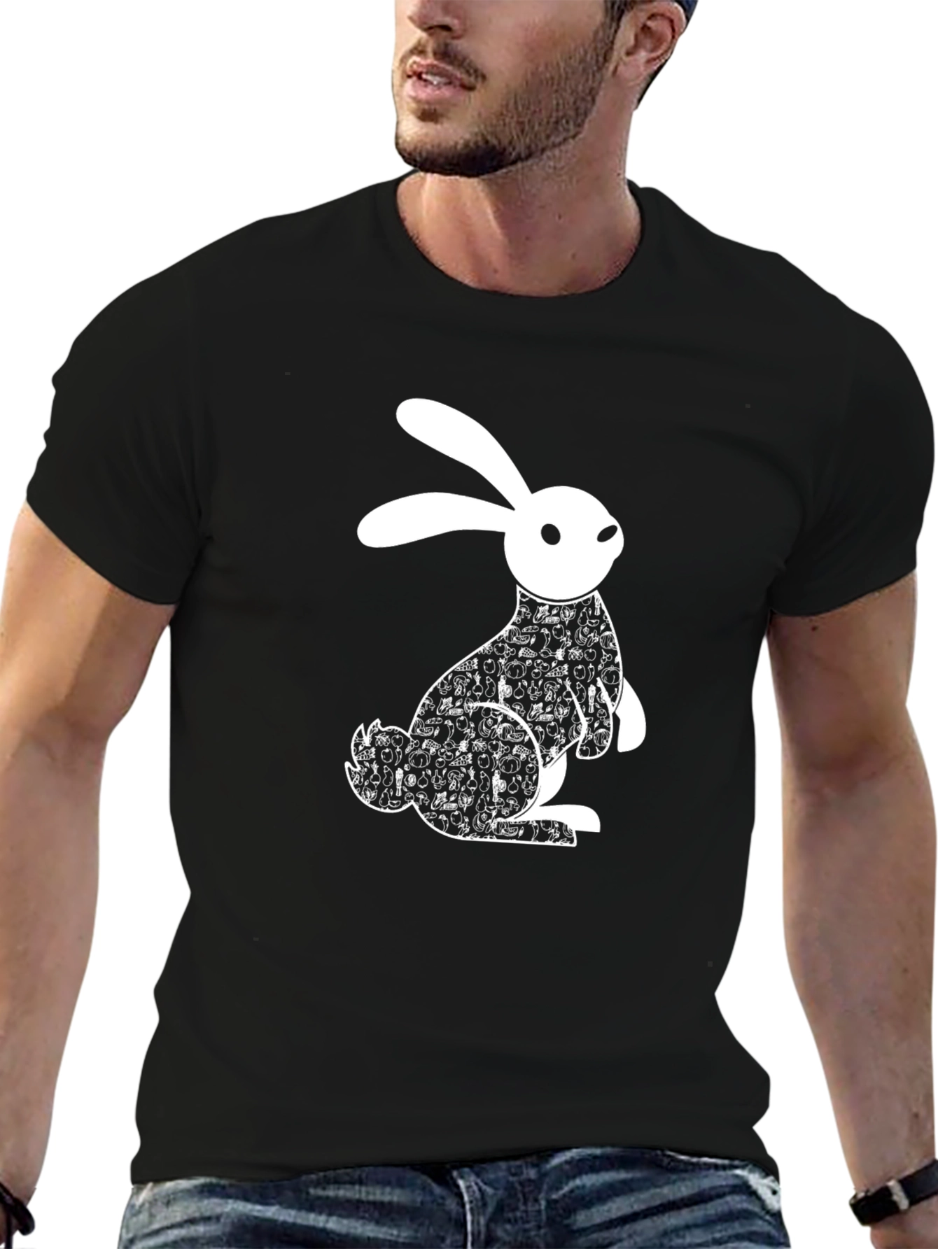 Cool Rabbit Graphic Tee - Black Cotton T-Shirt