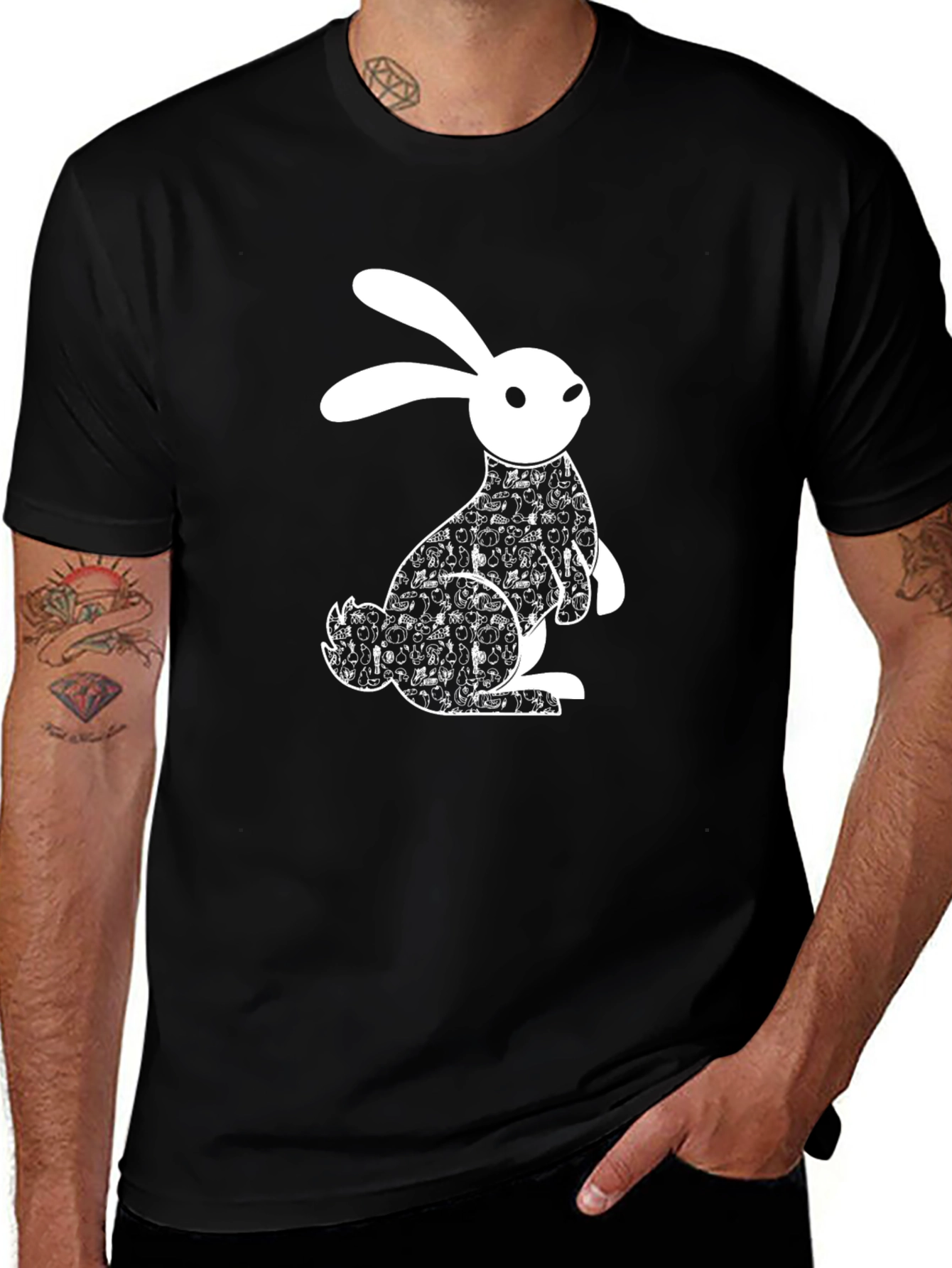 Cool Rabbit Graphic Tee - Black Cotton T-Shirt