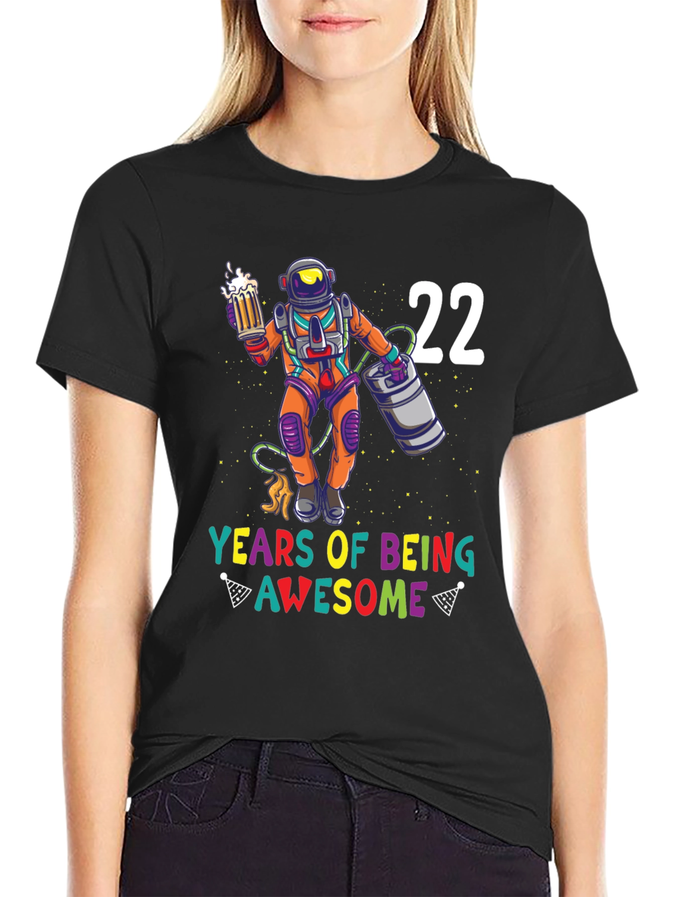 22 Years Of Being Awesome Black T-Shirt