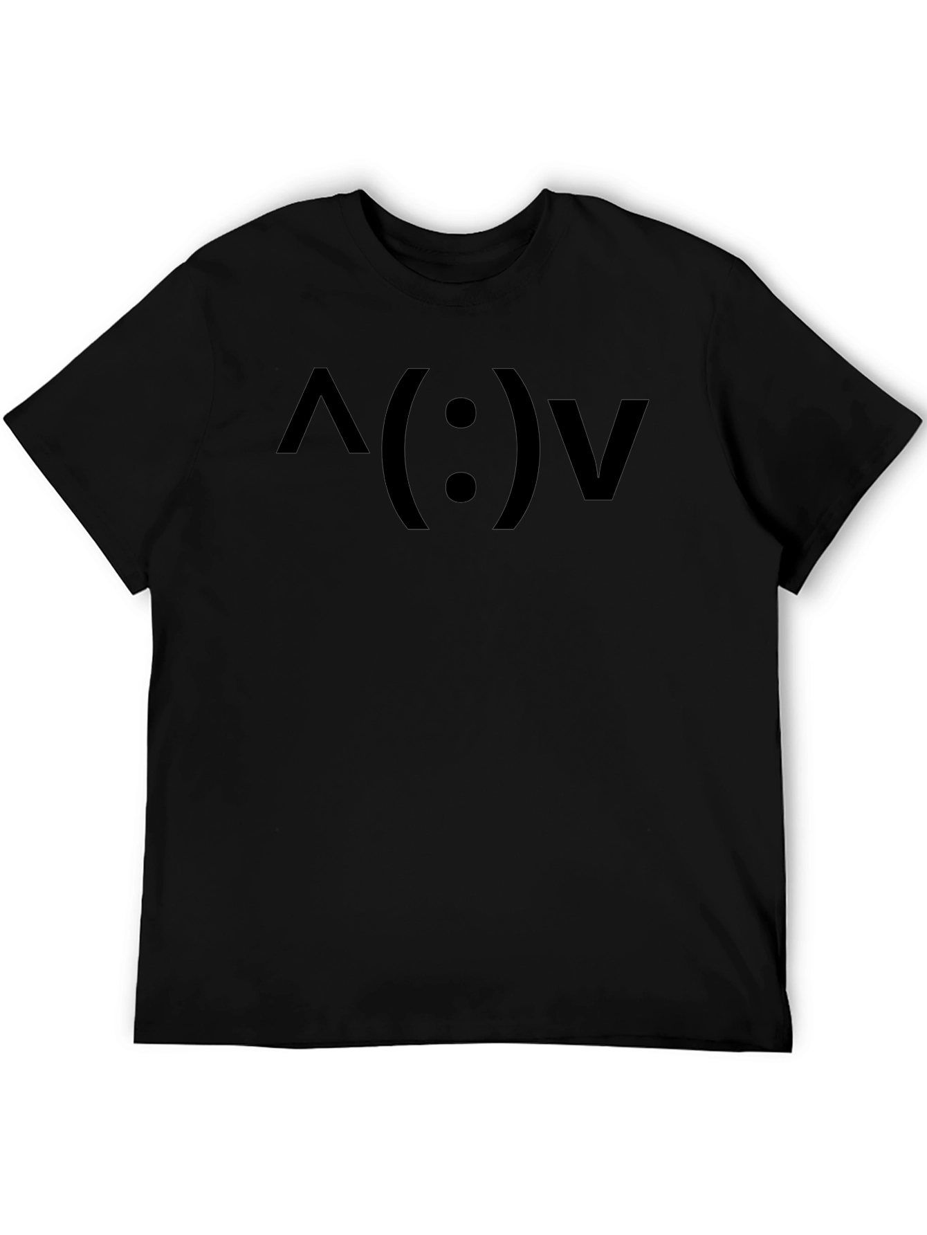 Emoticon Face Graphic Tee - Soft Black T-Shirt