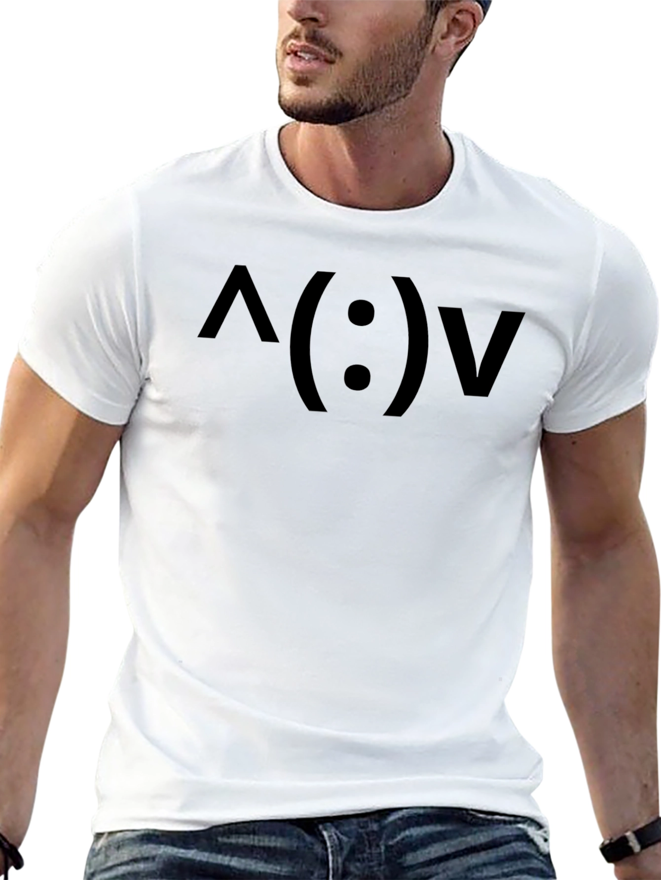 Emoticon Face Graphic Tee - Soft Black T-Shirt