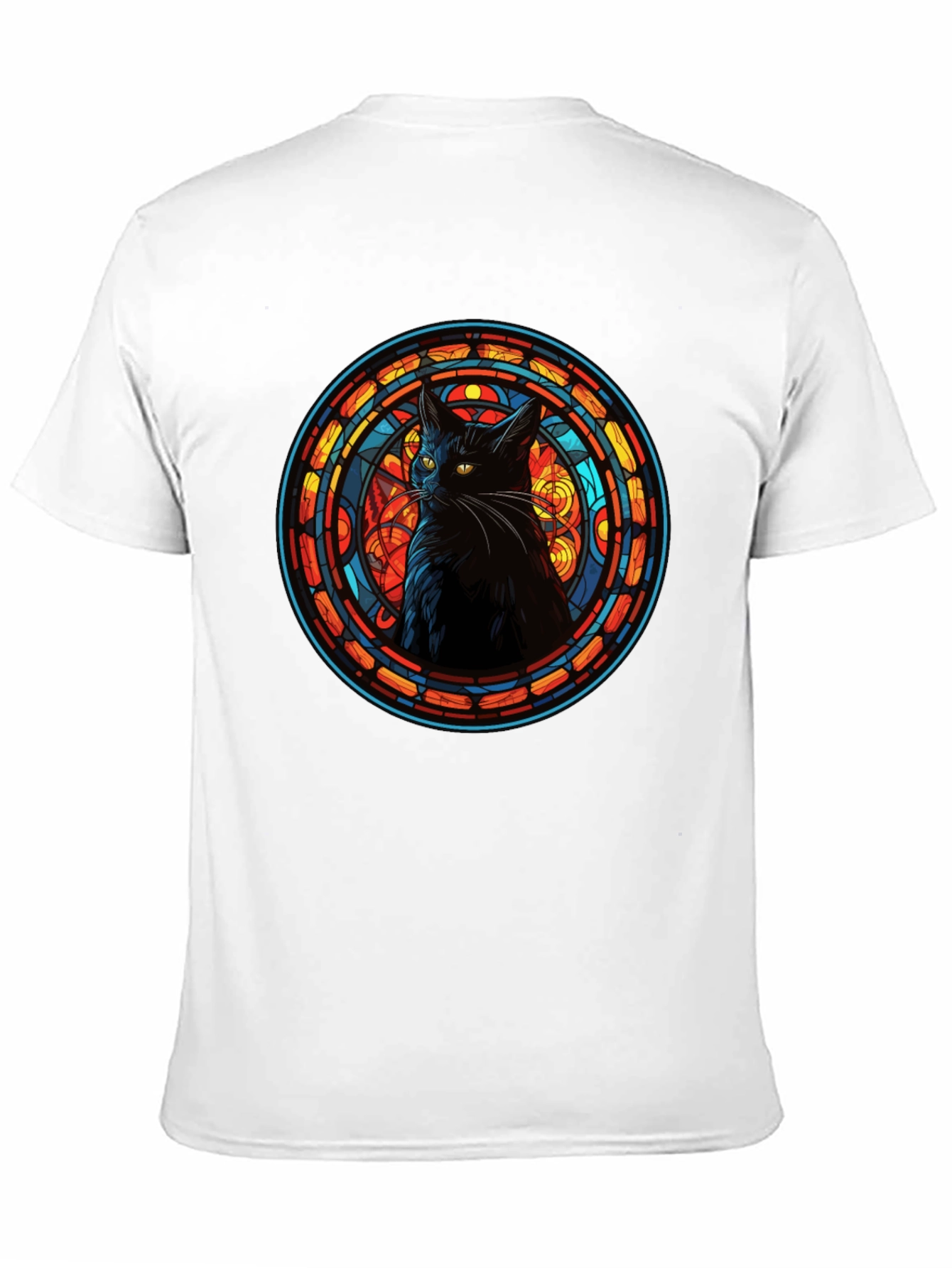 Stained Glass Cat Black T-Shirt