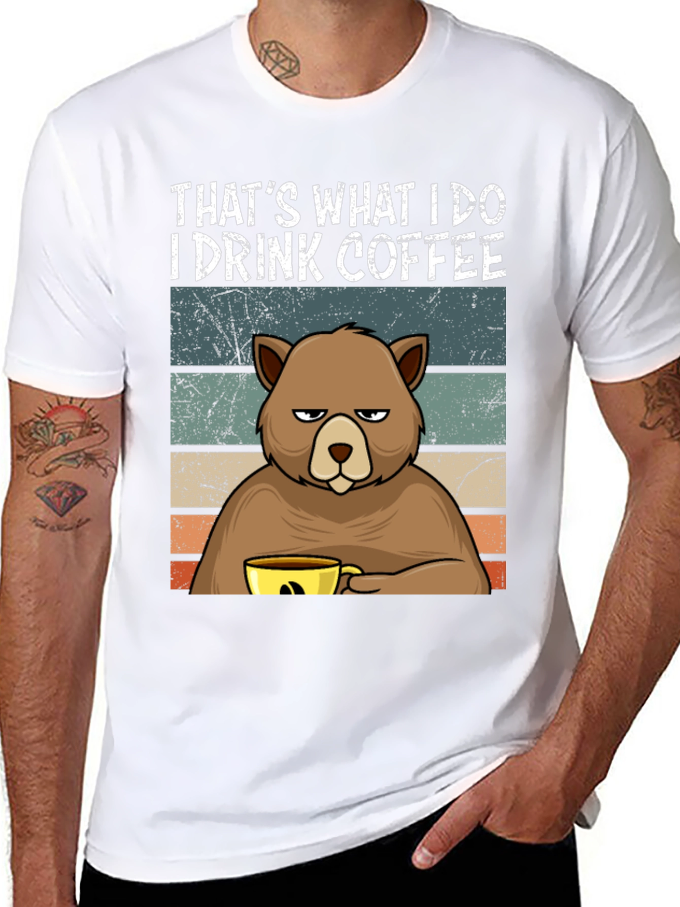 Thats What I Do I Drink Coffee Bear T-Shirt