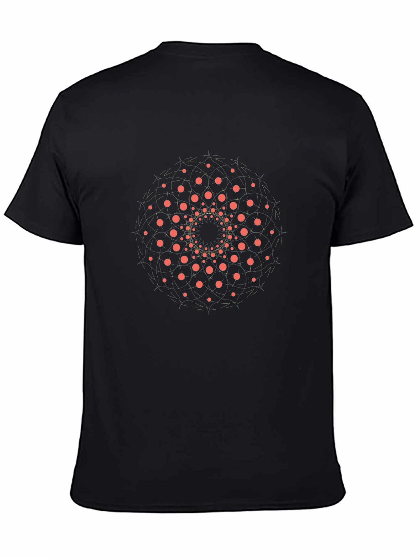 Mens Black Graphic Tee - Circular Dot Design