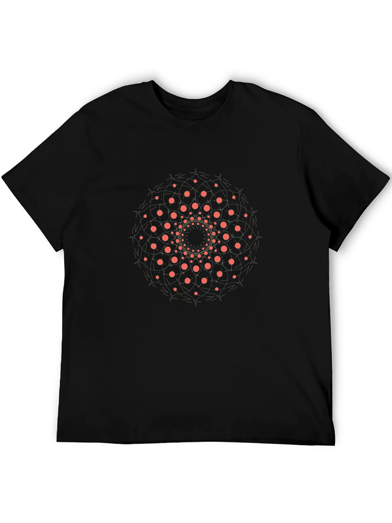 Mens Black Graphic Tee - Circular Dot Design