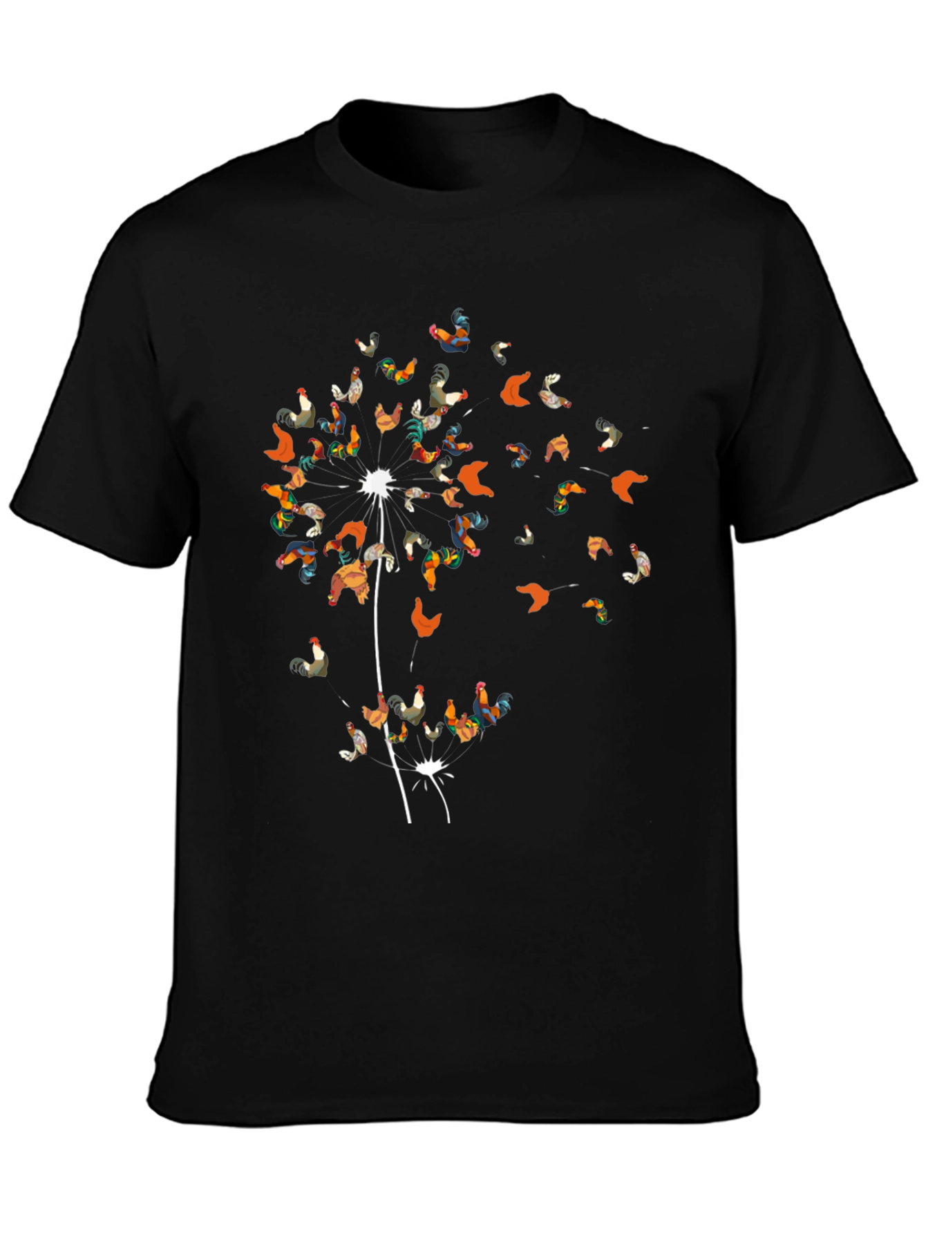 Rooster Dandelion Mens T-Shirt - Unique Graphic Tee