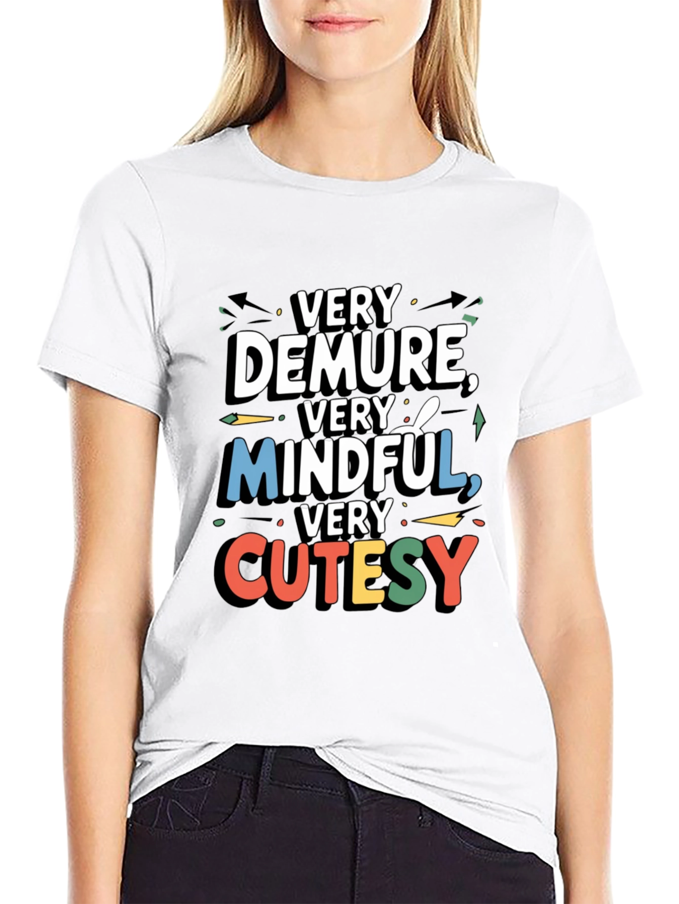 Very Demure Mindful Cutesy Black Graphic T-Shirt