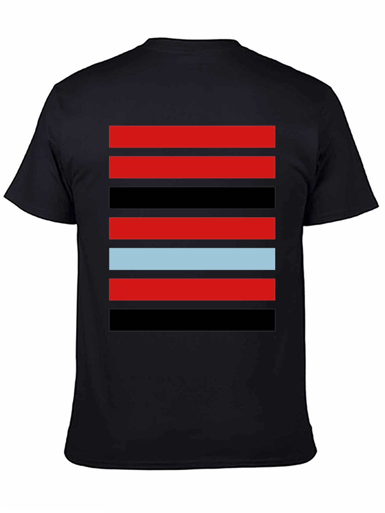 Striped Graphic Tee - Red Black and Blue