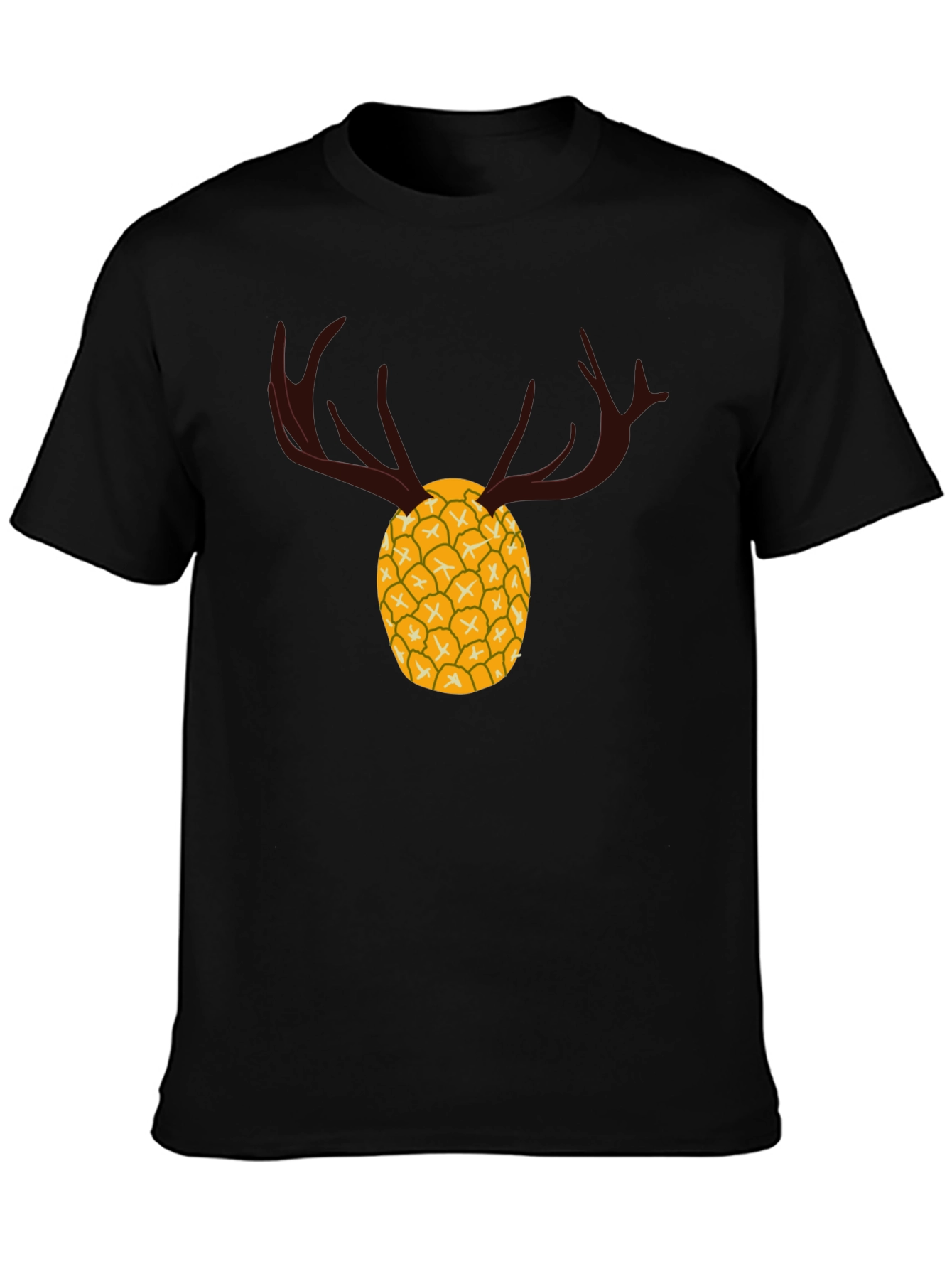 Pineapple Deer Graphic Tee - Unique Black T-Shirt