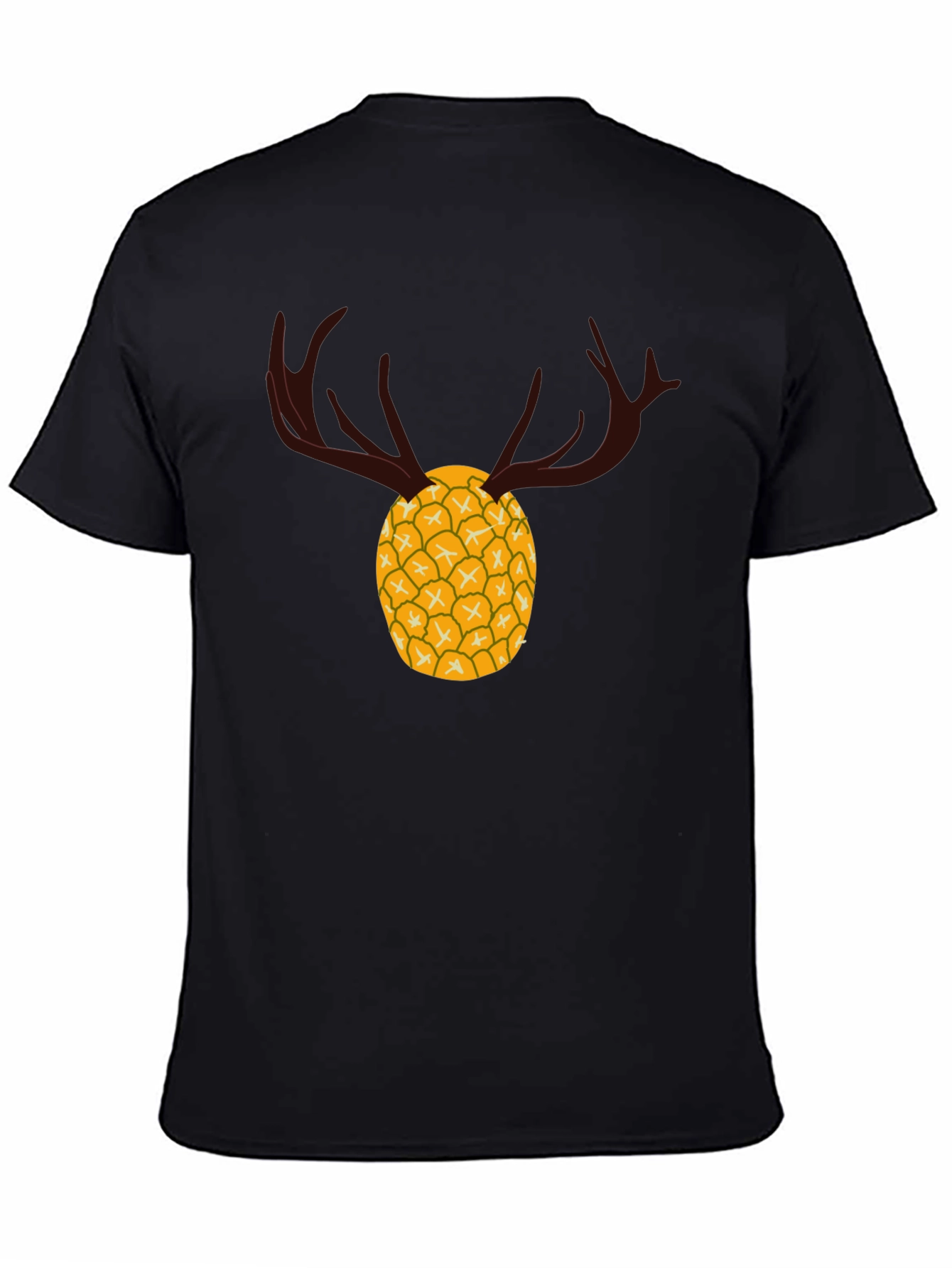 Pineapple Deer Graphic Tee - Unique Black T-Shirt