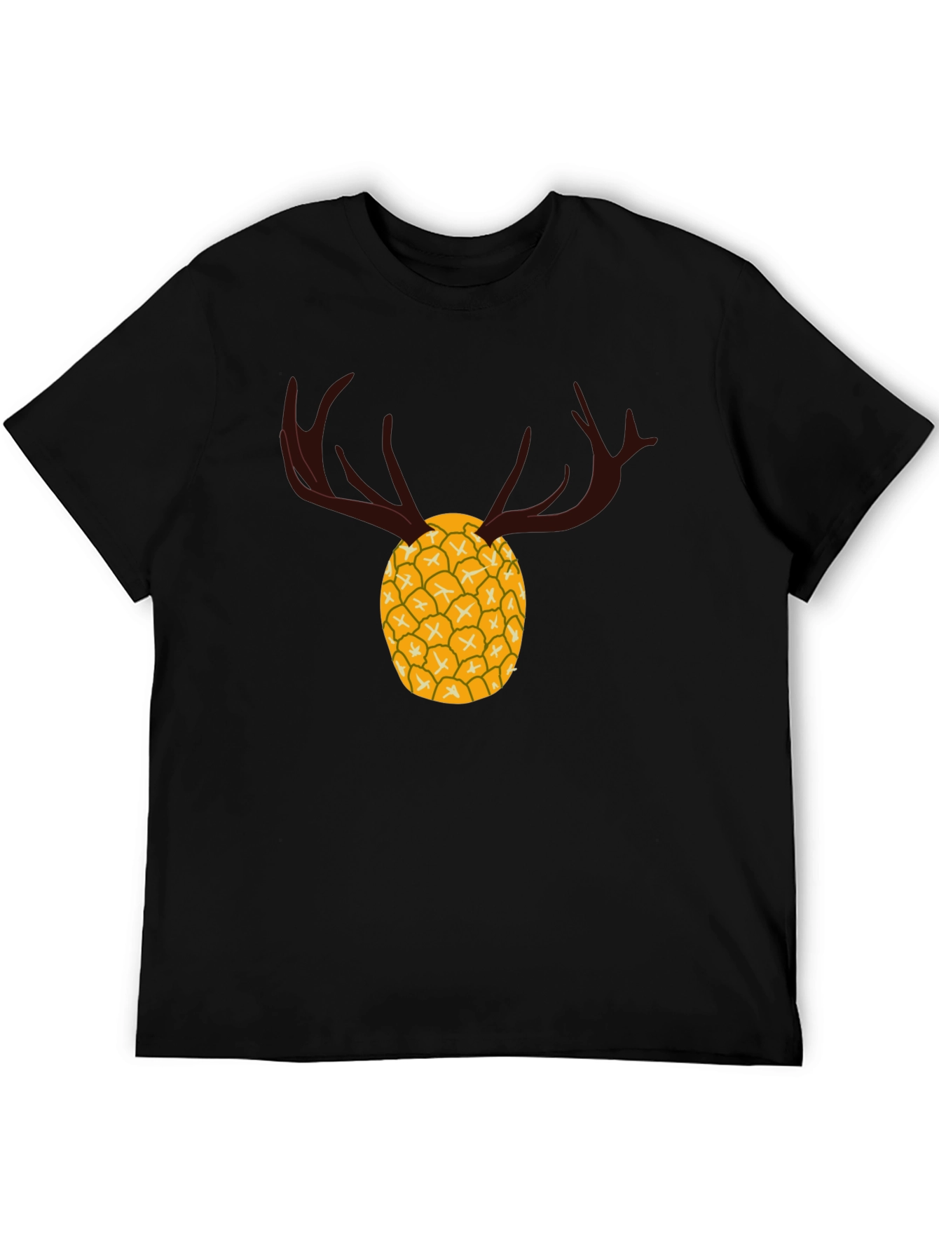 Pineapple Deer Graphic Tee - Unique Black T-Shirt