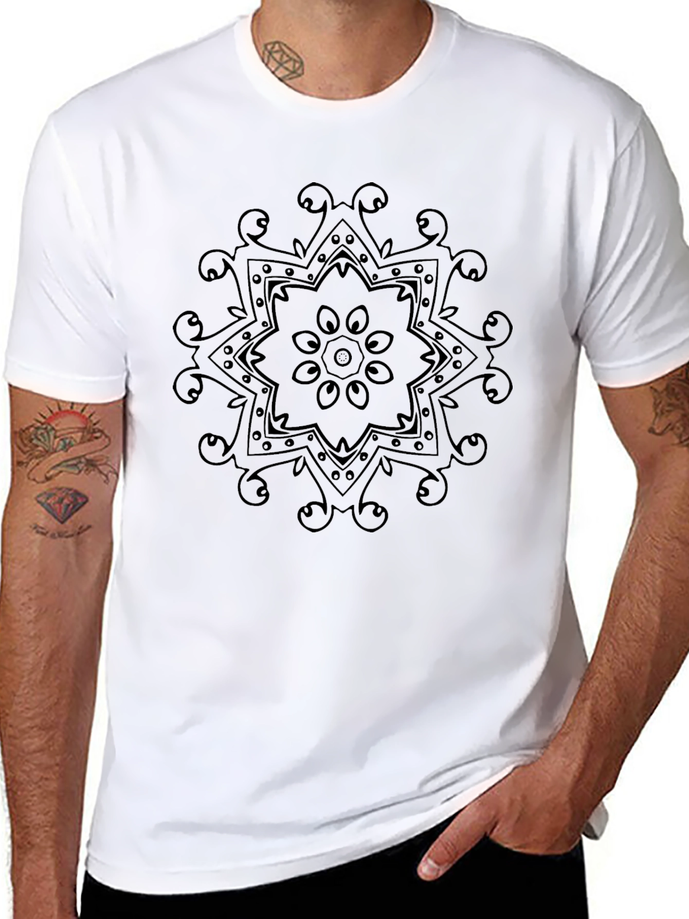 Mandala Print Black T-Shirt
