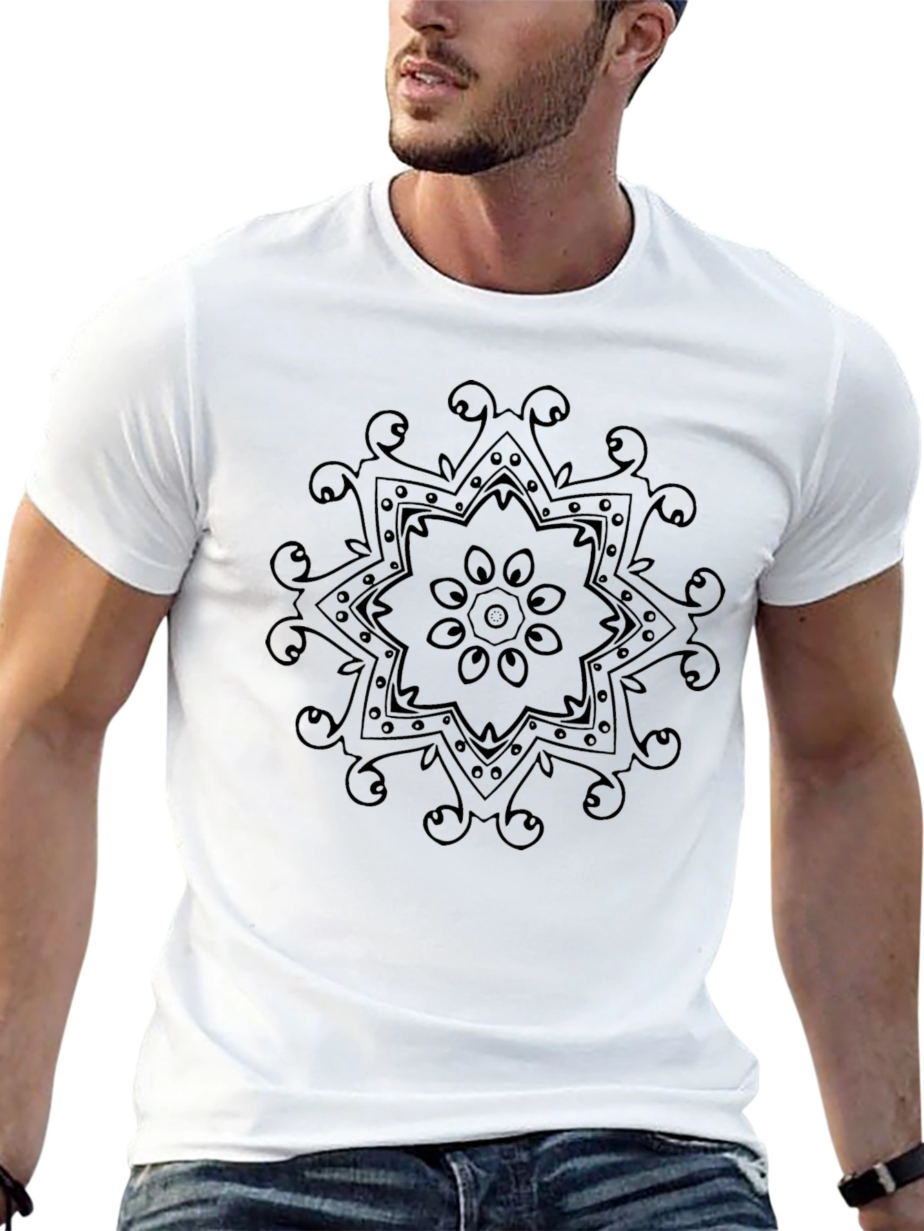 Mandala Print Black T-Shirt