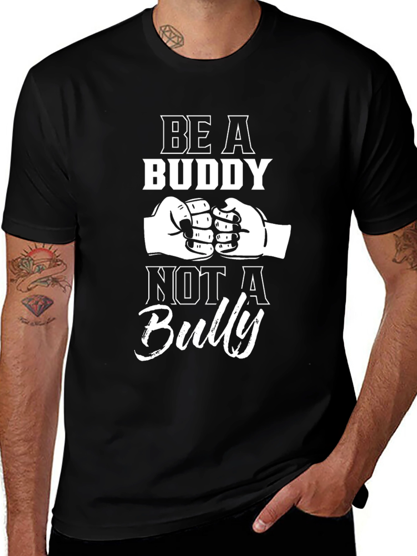 Be A Buddy Not A Bully Black Graphic Tee