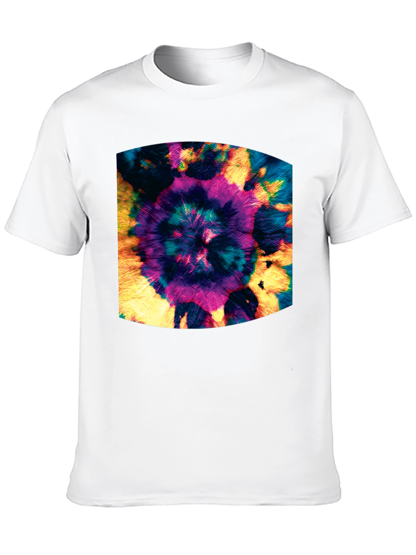 Vibrant Tie-Dye Spiral Graphic Black T-Shirt