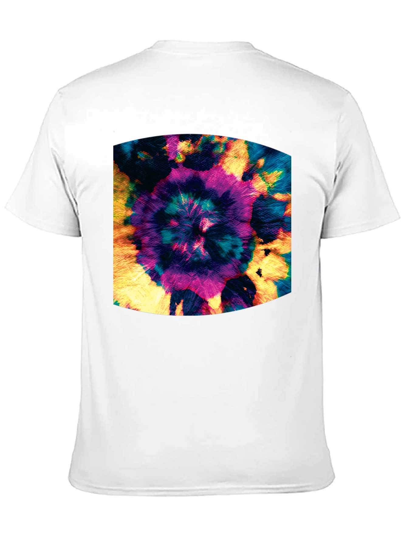 Vibrant Tie-Dye Spiral Graphic Black T-Shirt