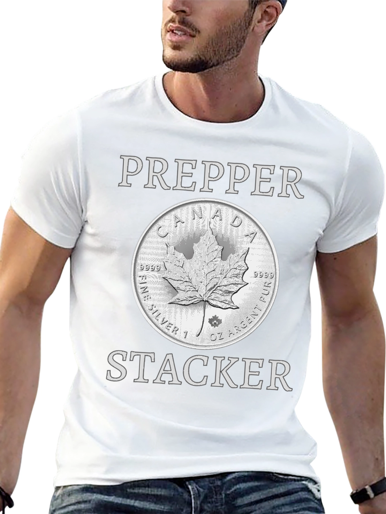 Prepper Stacker T-Shirt - Canada Silver Coin Design