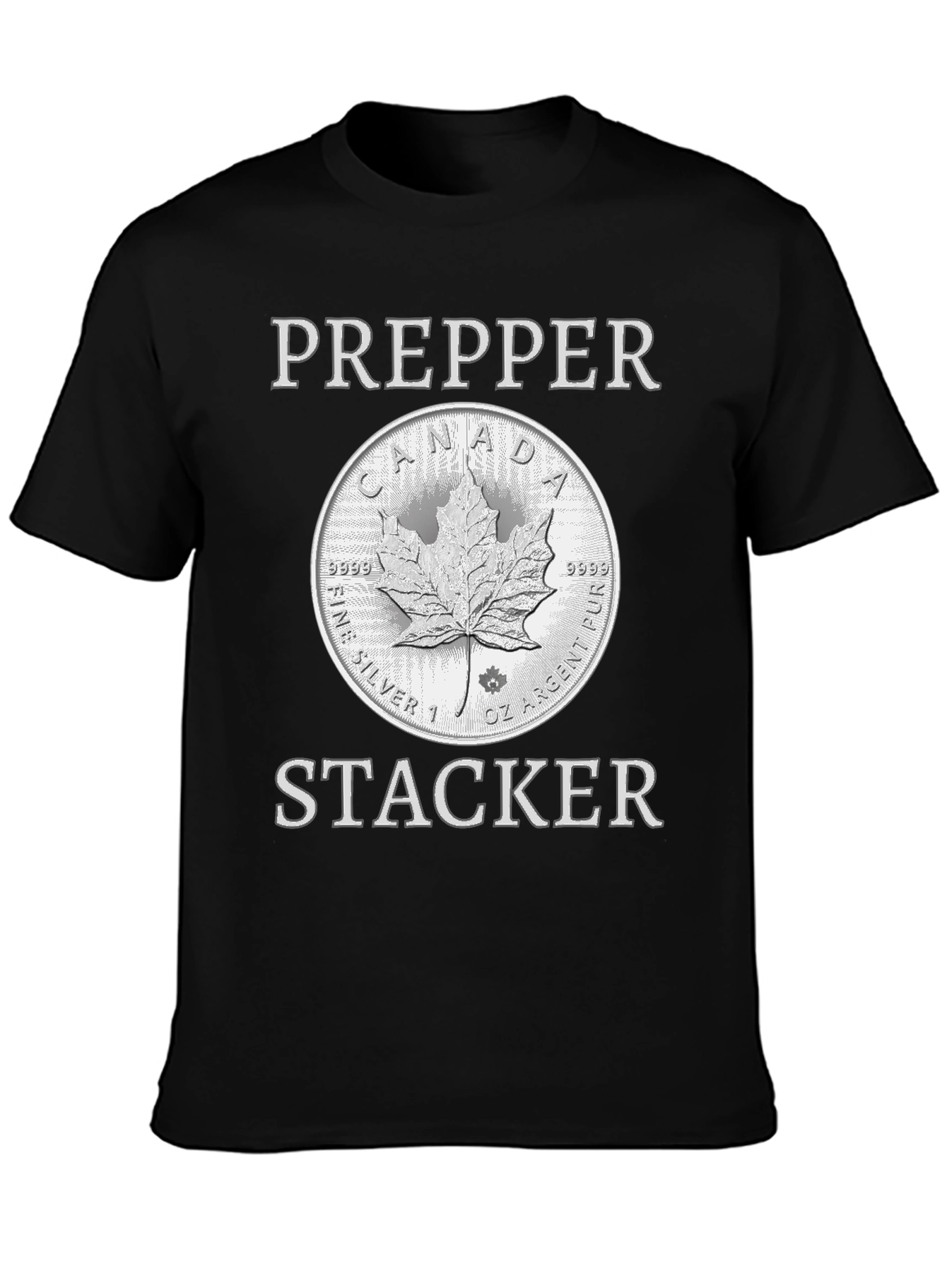 Prepper Stacker T-Shirt - Canada Silver Coin Design